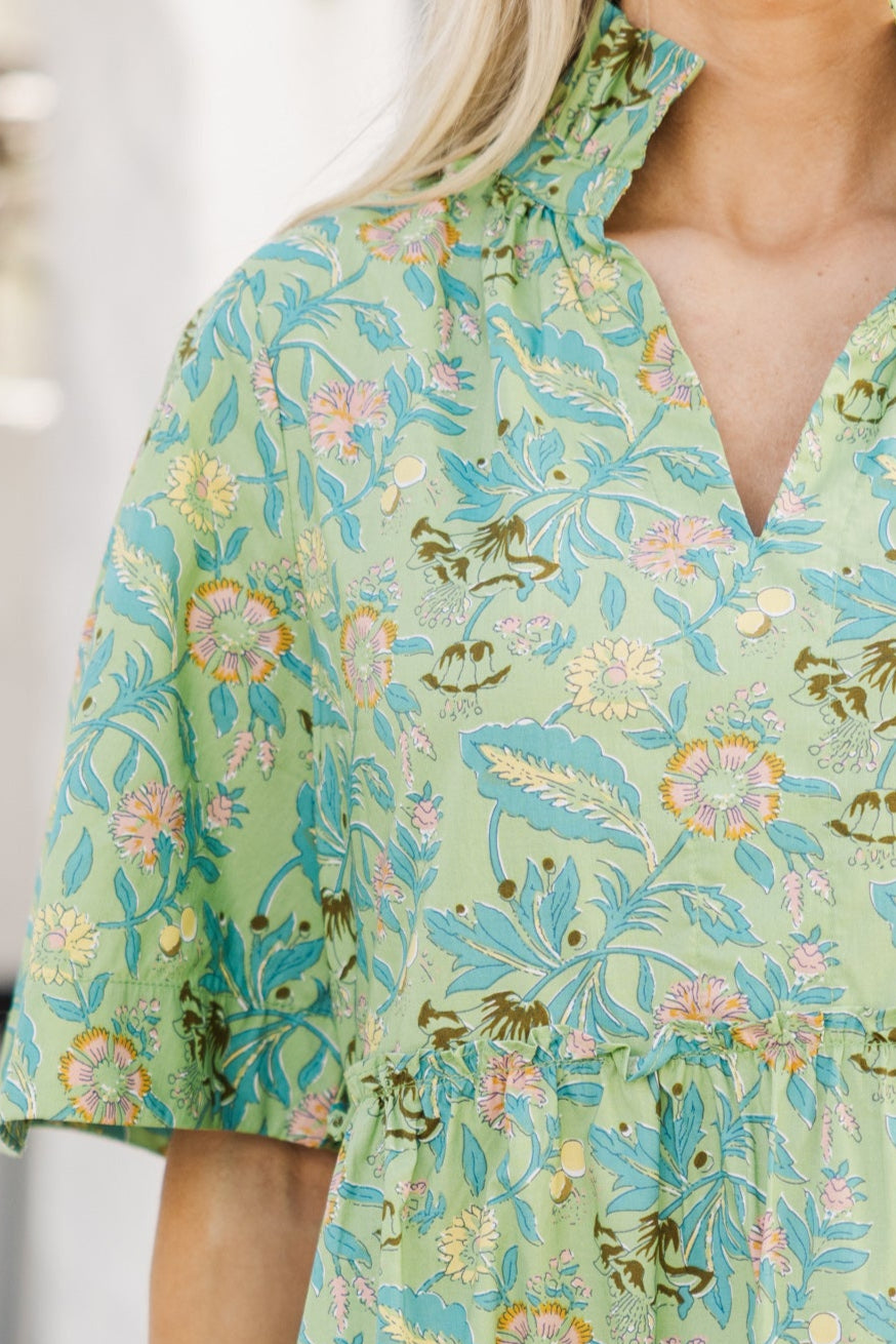 Gorgeous Green Floral Babydoll Dress for Your Best Look
