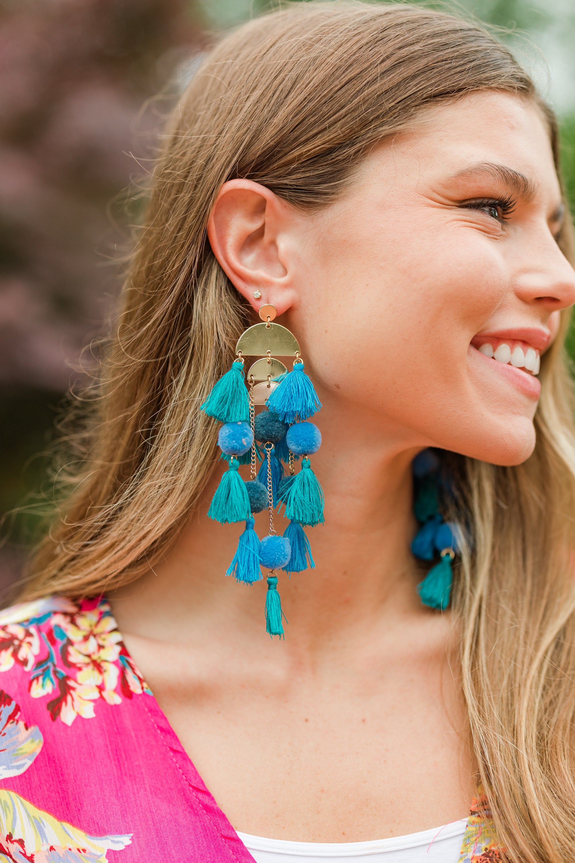 Gorgeous Turquoise Blue Tassel Statement Earrings for Summer
