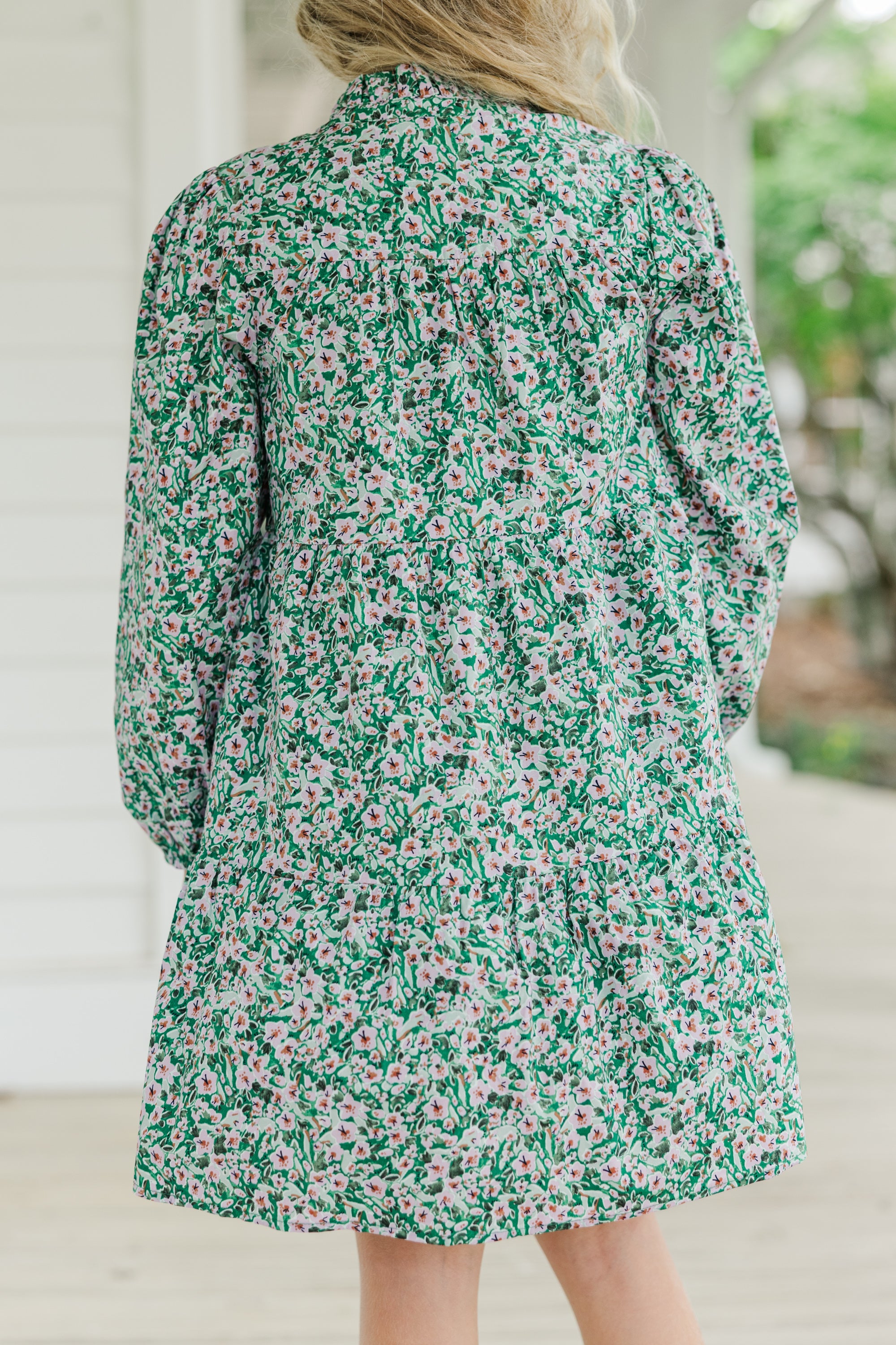 Girls' Green Ditsy Floral Babydoll Dress: A Must-Have!