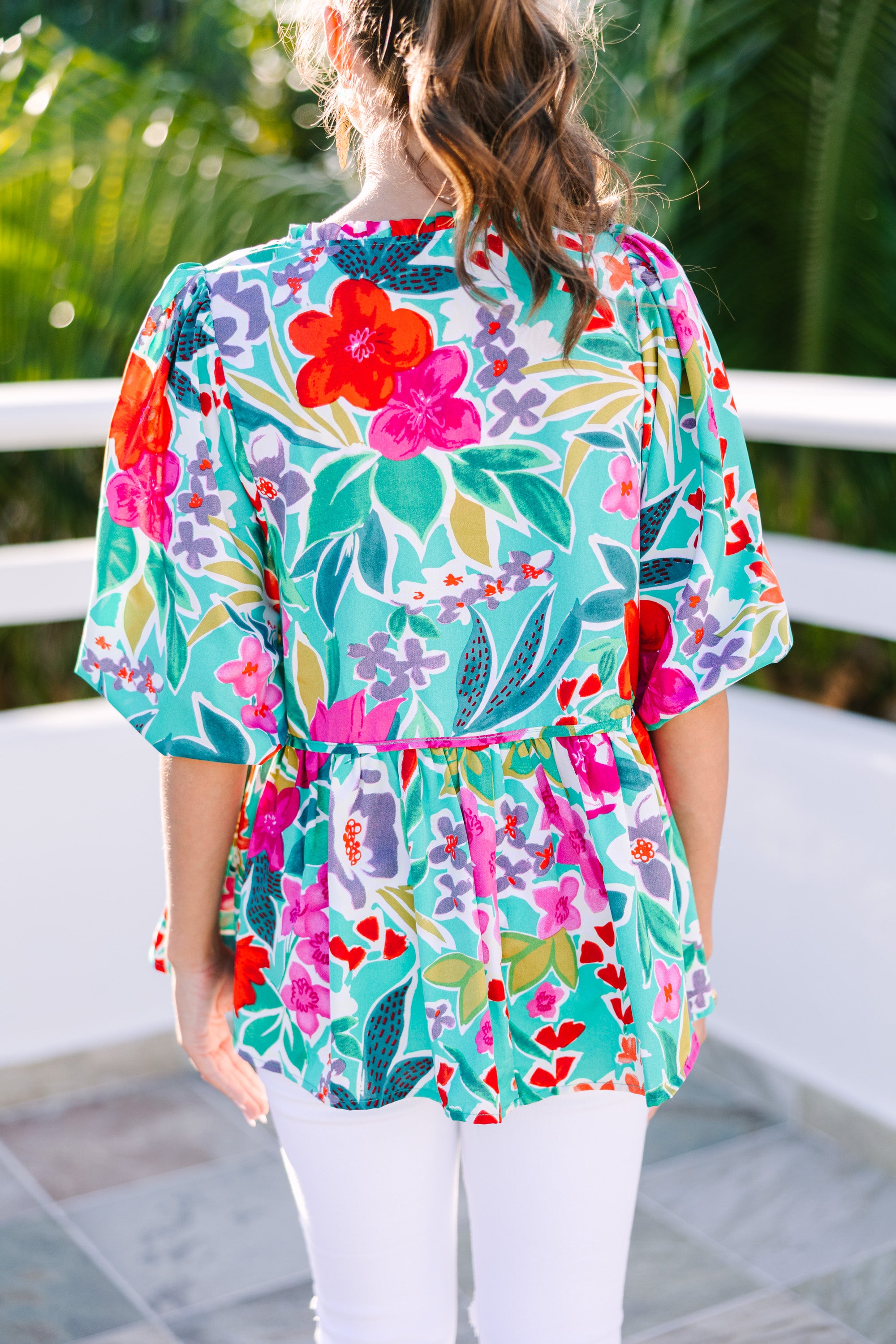 Stunning All On You Green Floral Statement Blouse