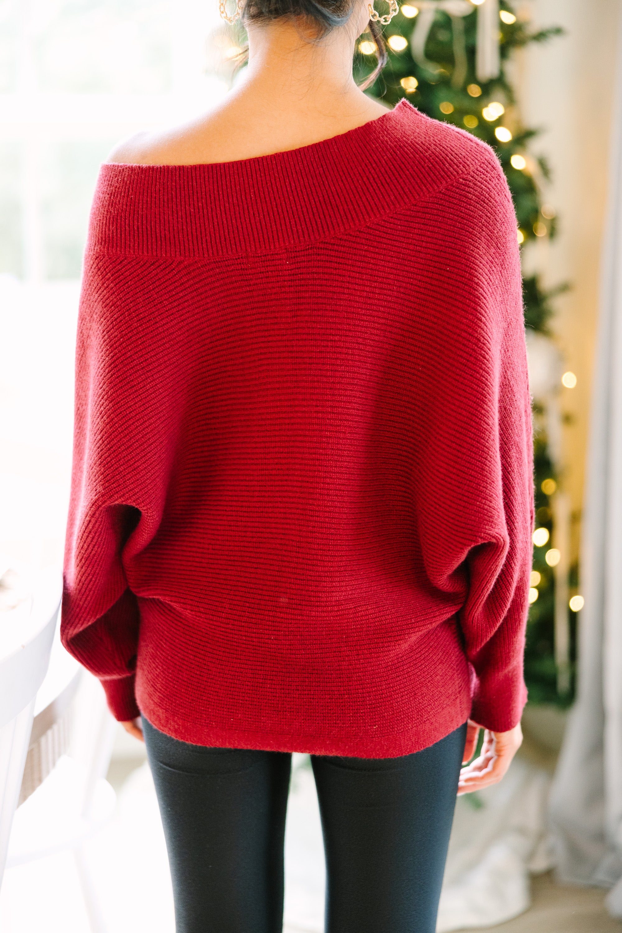 All On You Red Off-Shoulder Fashion Sweater