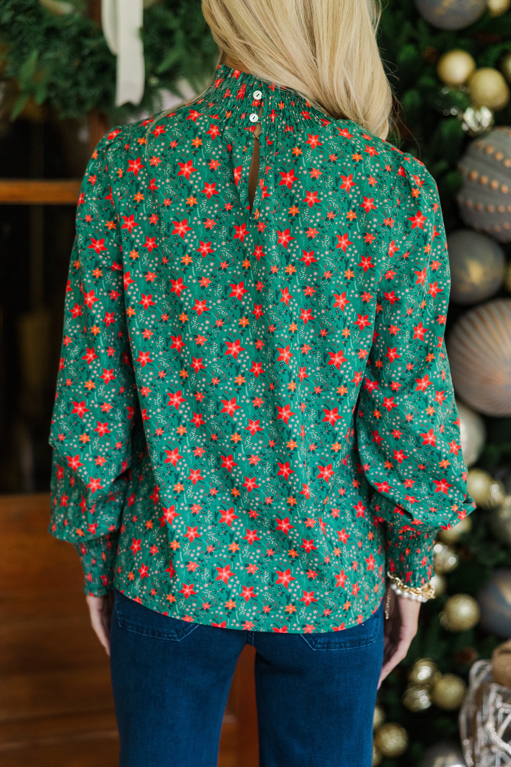Gorgeous Emerald Floral Blouse - All You Need for Fall!