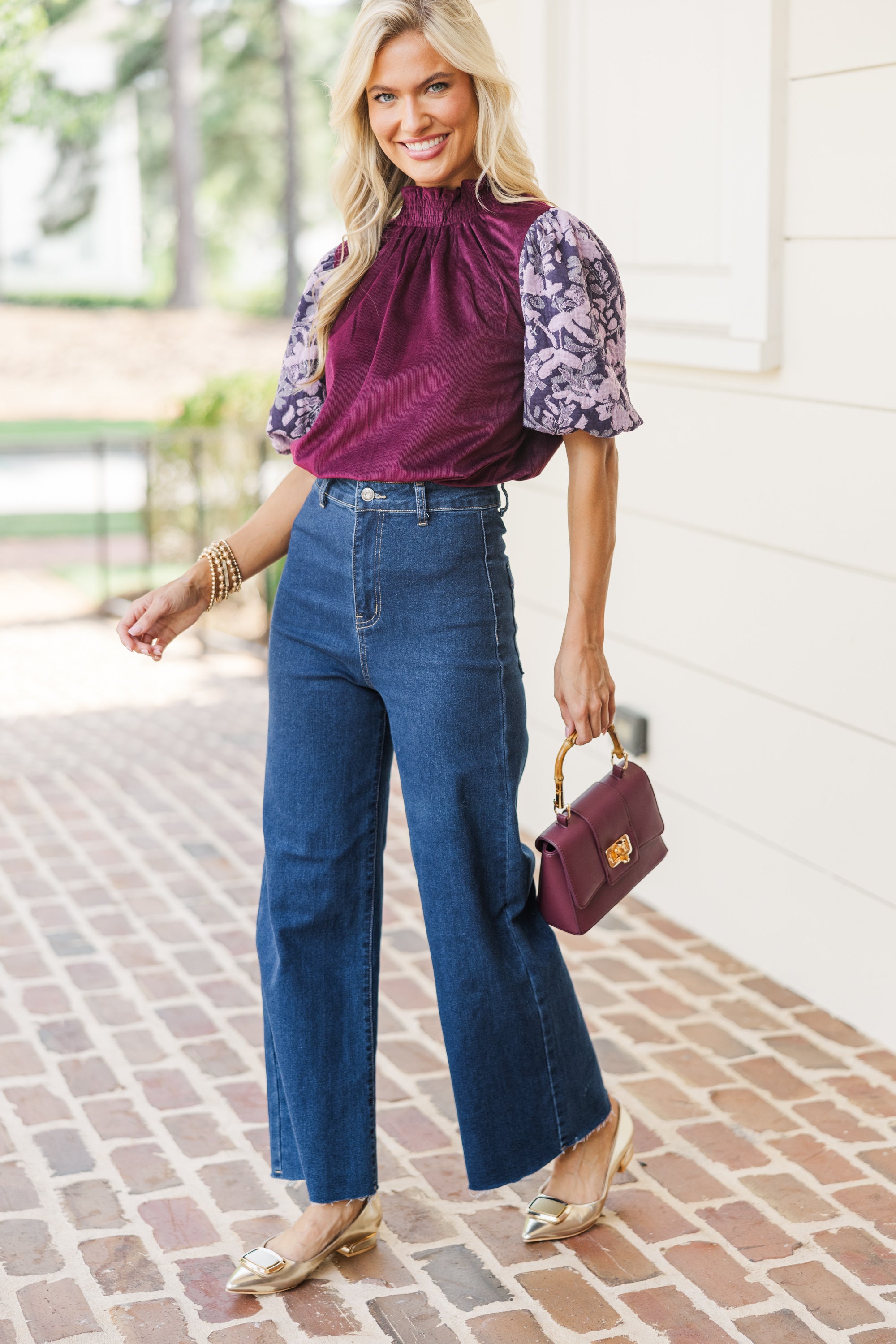Indulge in the Best Wine Red Corduroy Blouse