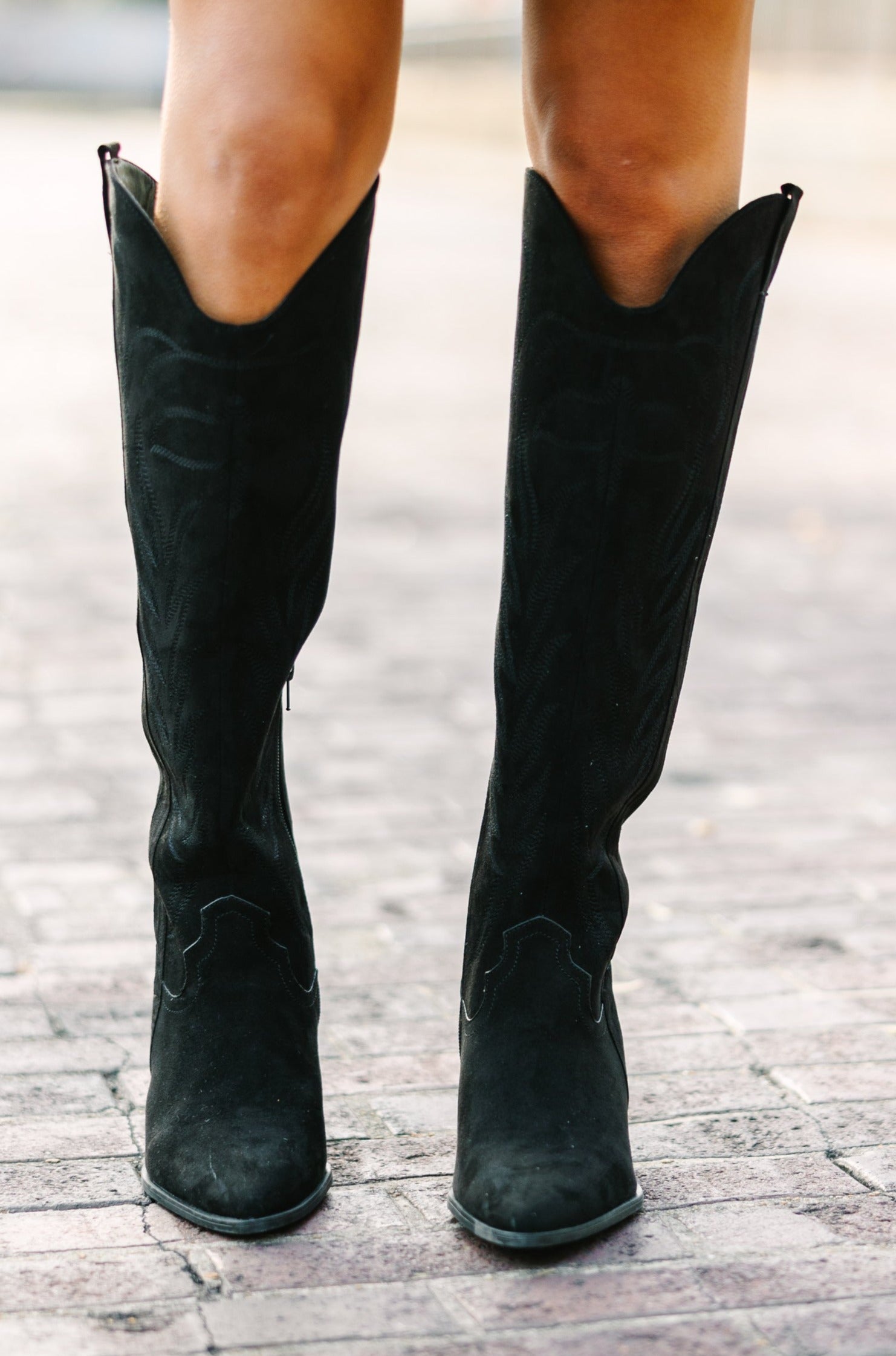 Enchanting Happy Place Black Western Suede Boots