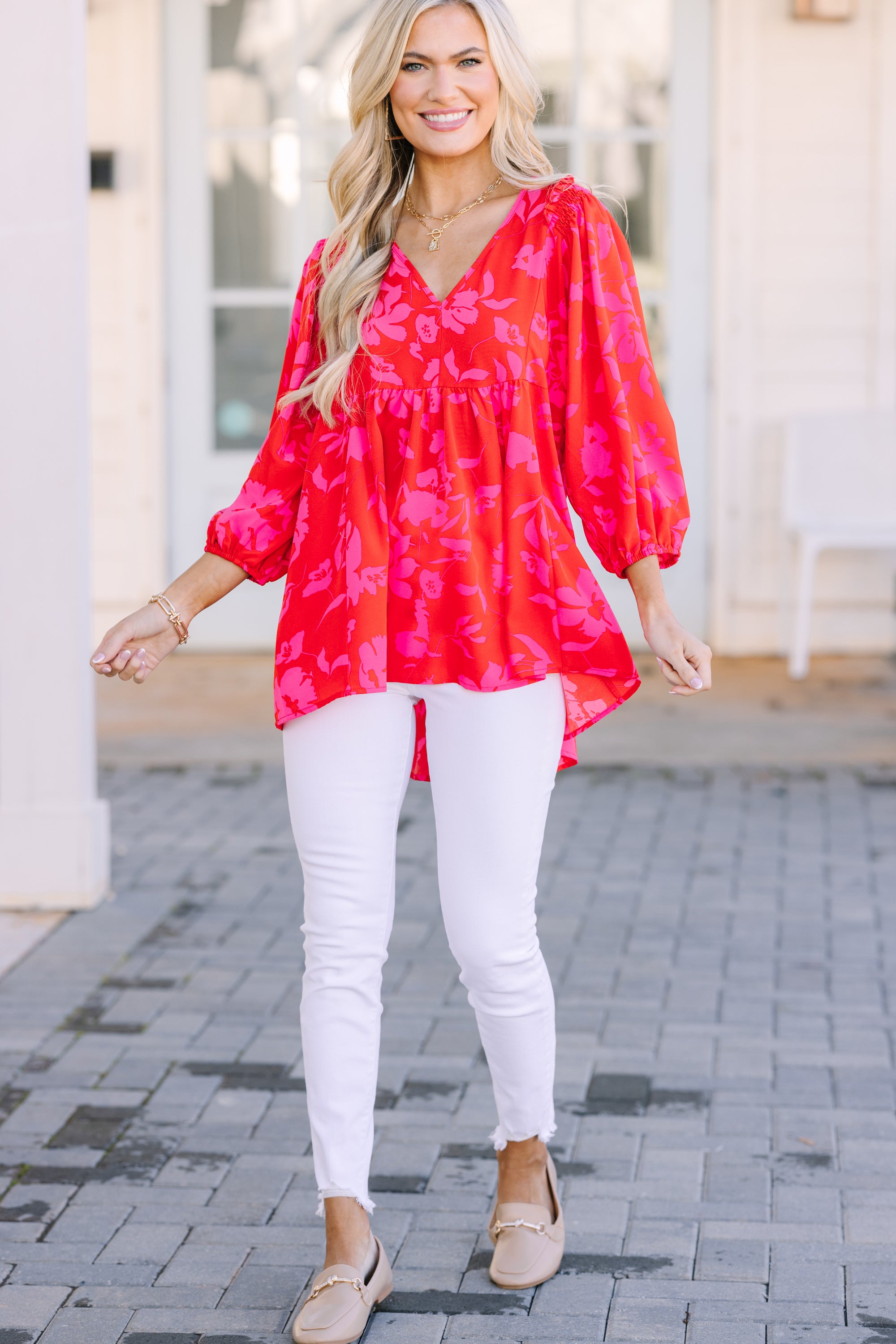 Wildly Chic Fuchsia Pink Floral Tunic