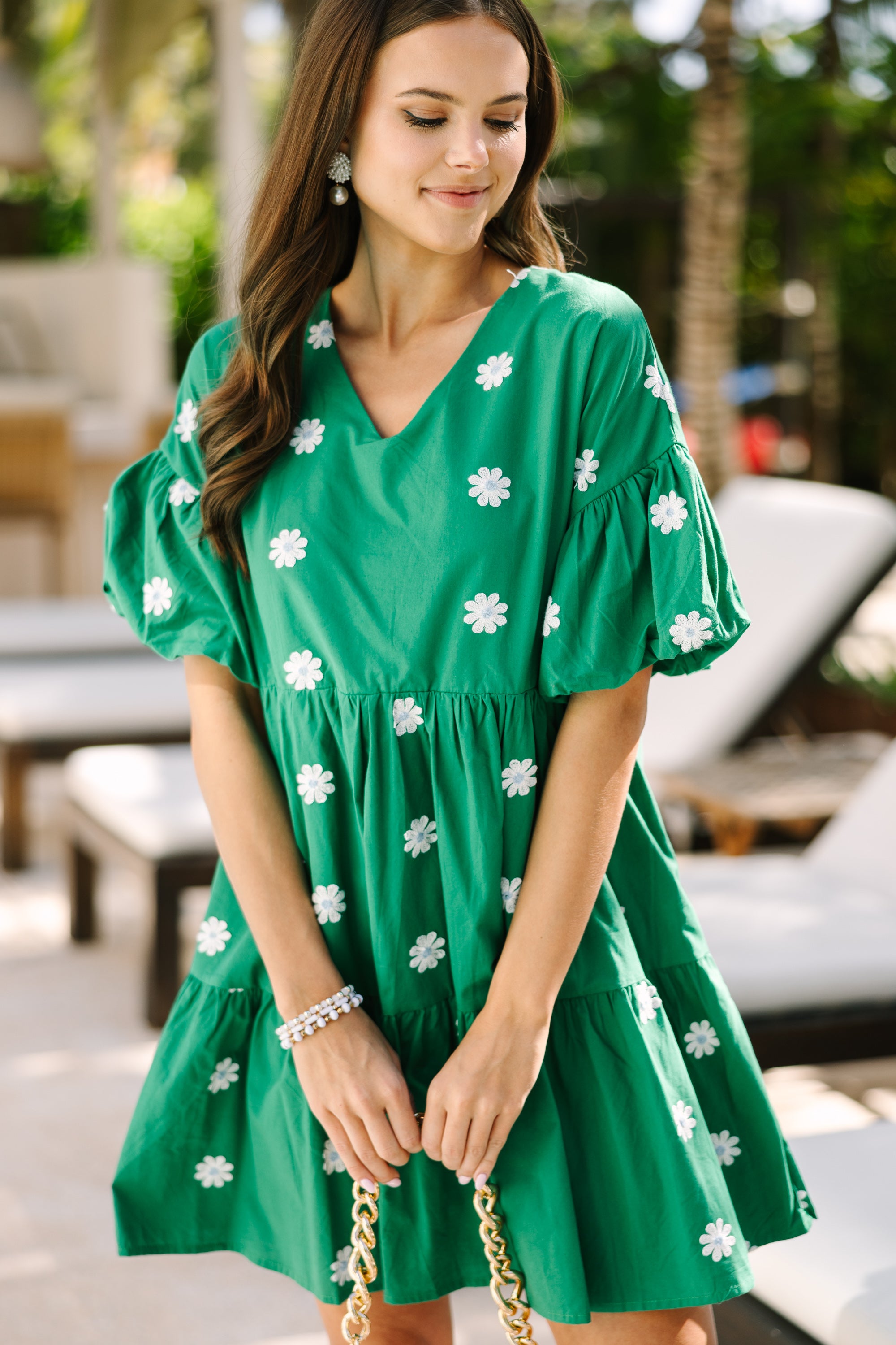 Charming Green Embroidered Dress for a Bright Day
