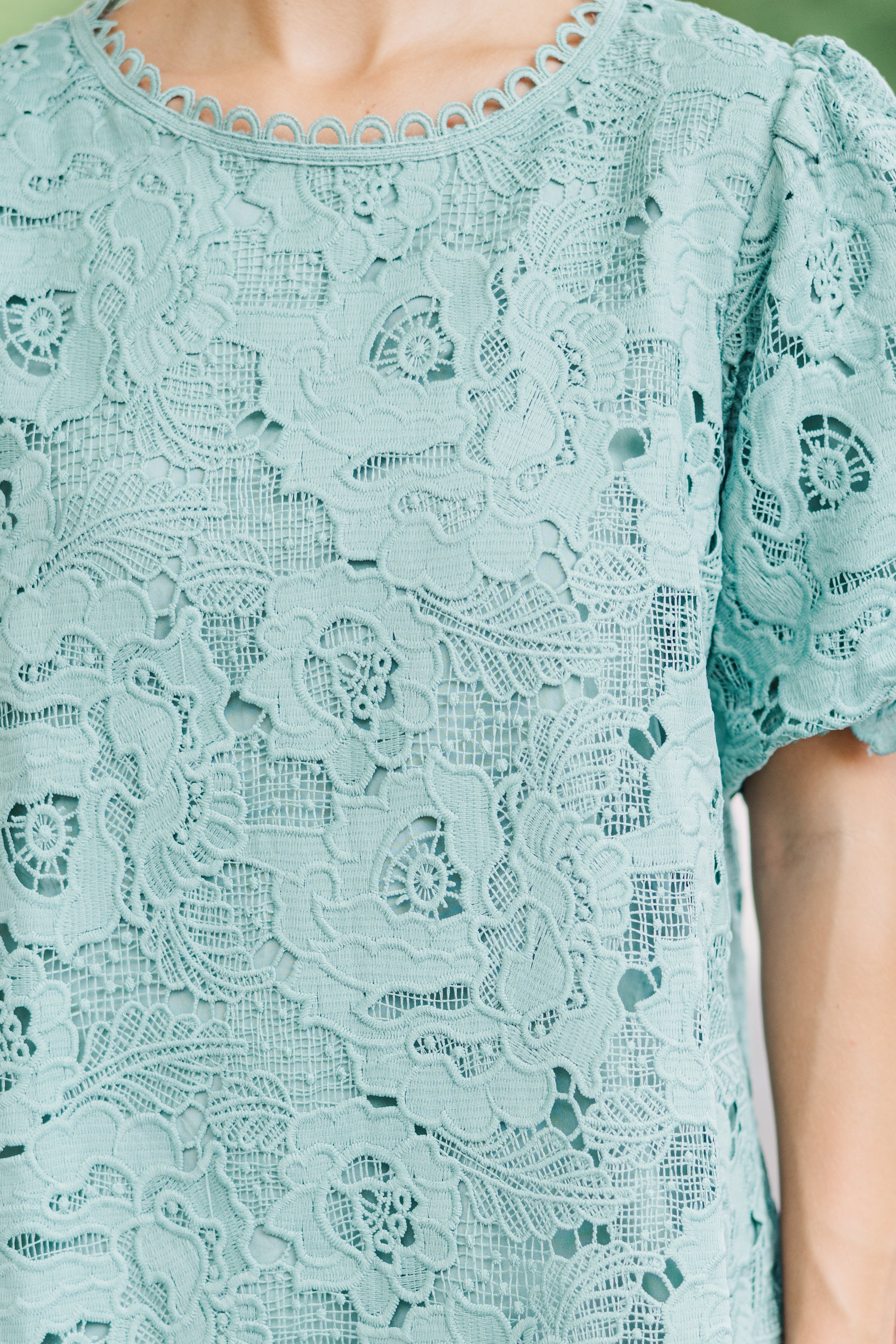 Irresistible Dusty Mint Lace Blouse - A Must-Have!