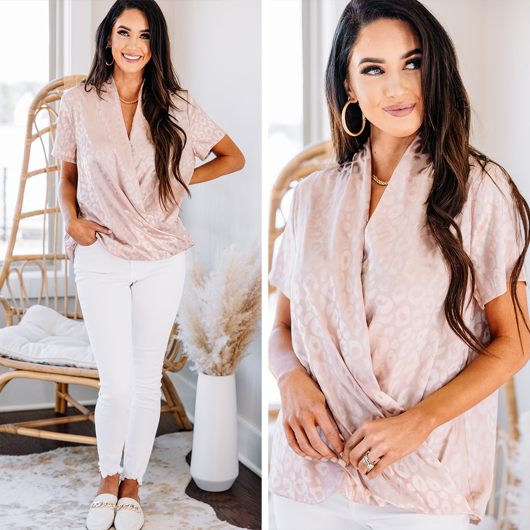 All My Love Blush Pink Satin Leopard Print Blouse - A Chic Must-Have