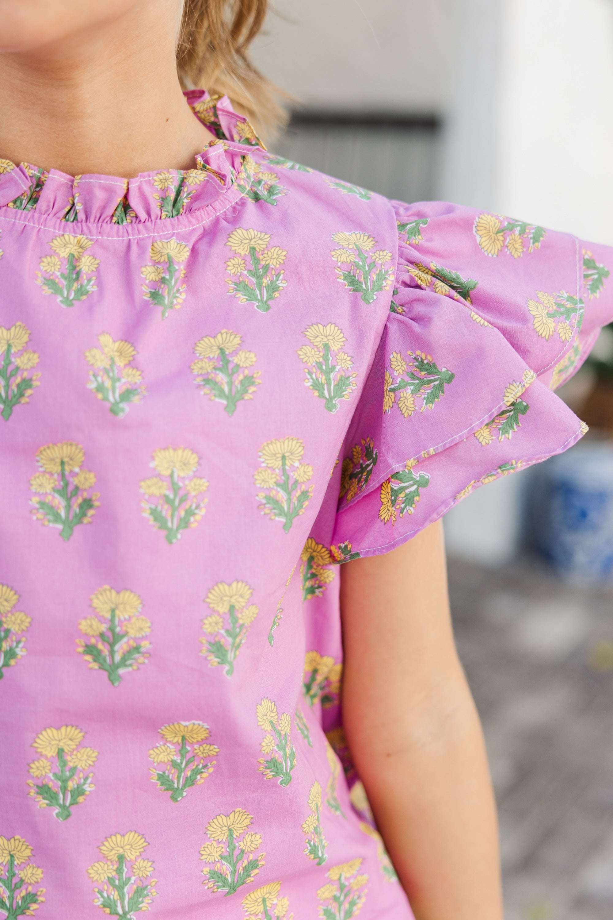Adorable Girls' Pink Floral Medallion Blouse - Perfect for Spring!