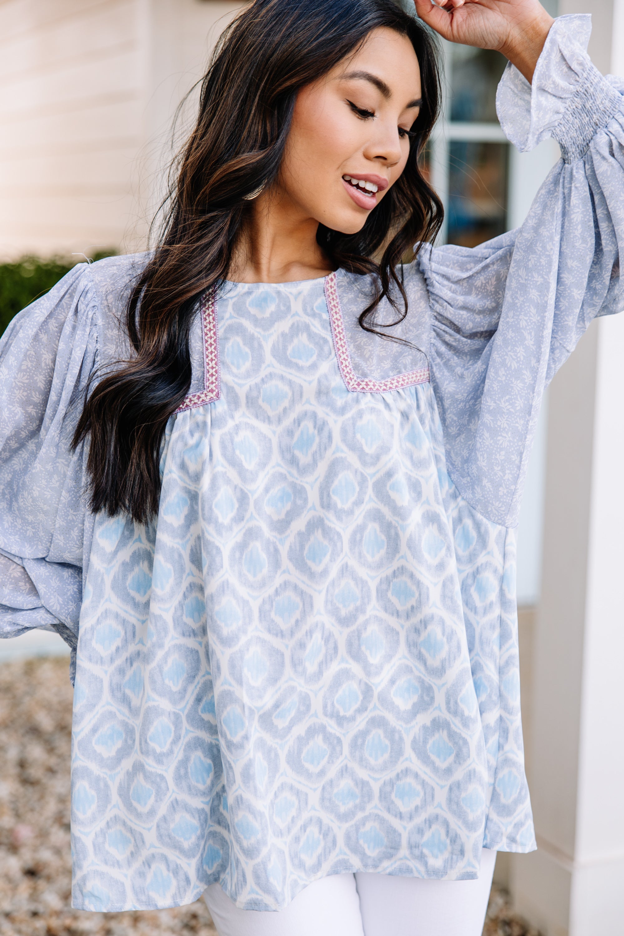 Blue Floral Blouse for Your Best Feelings