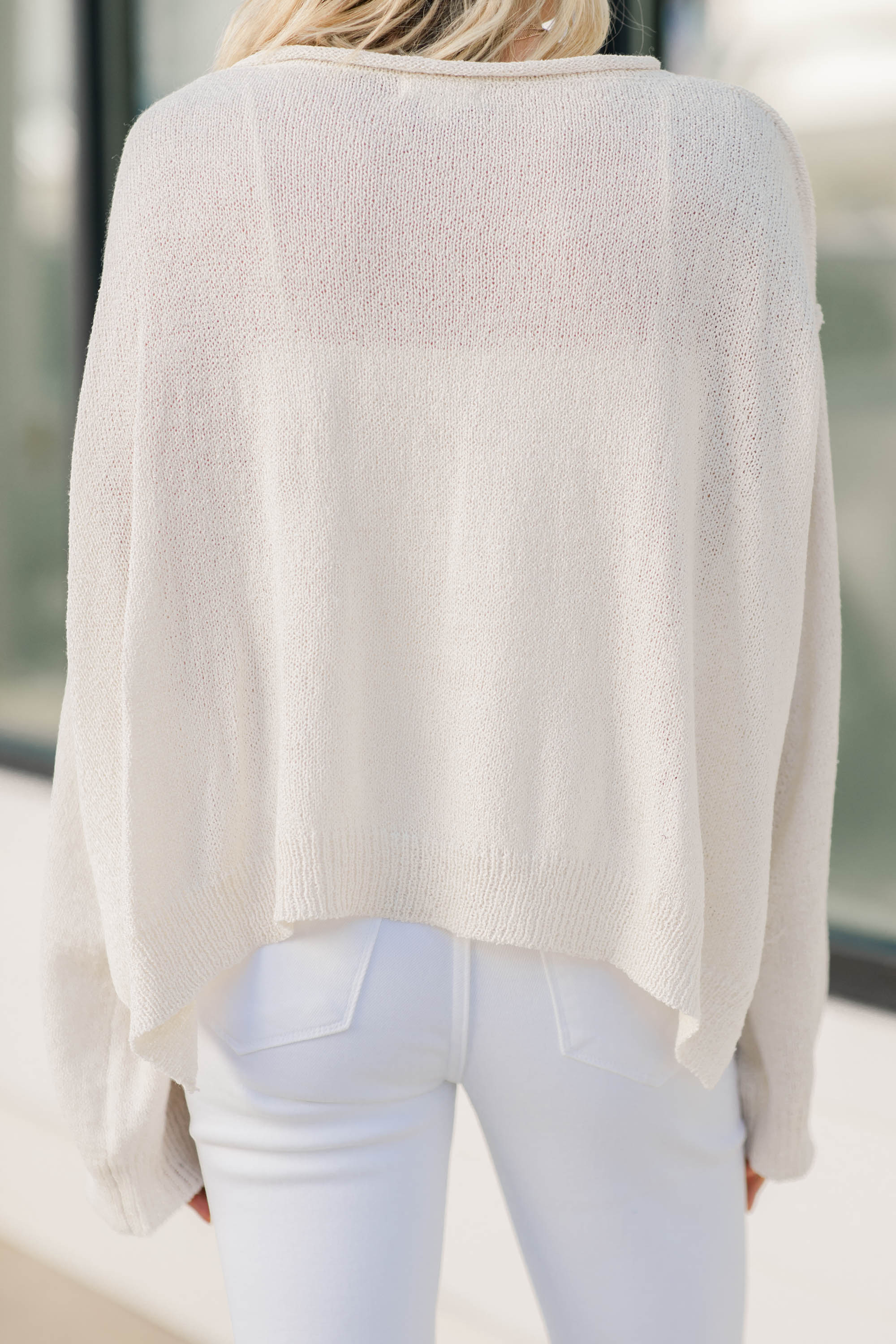 Charming Ivory White Bell Sleeve Truth-Facing Sweater