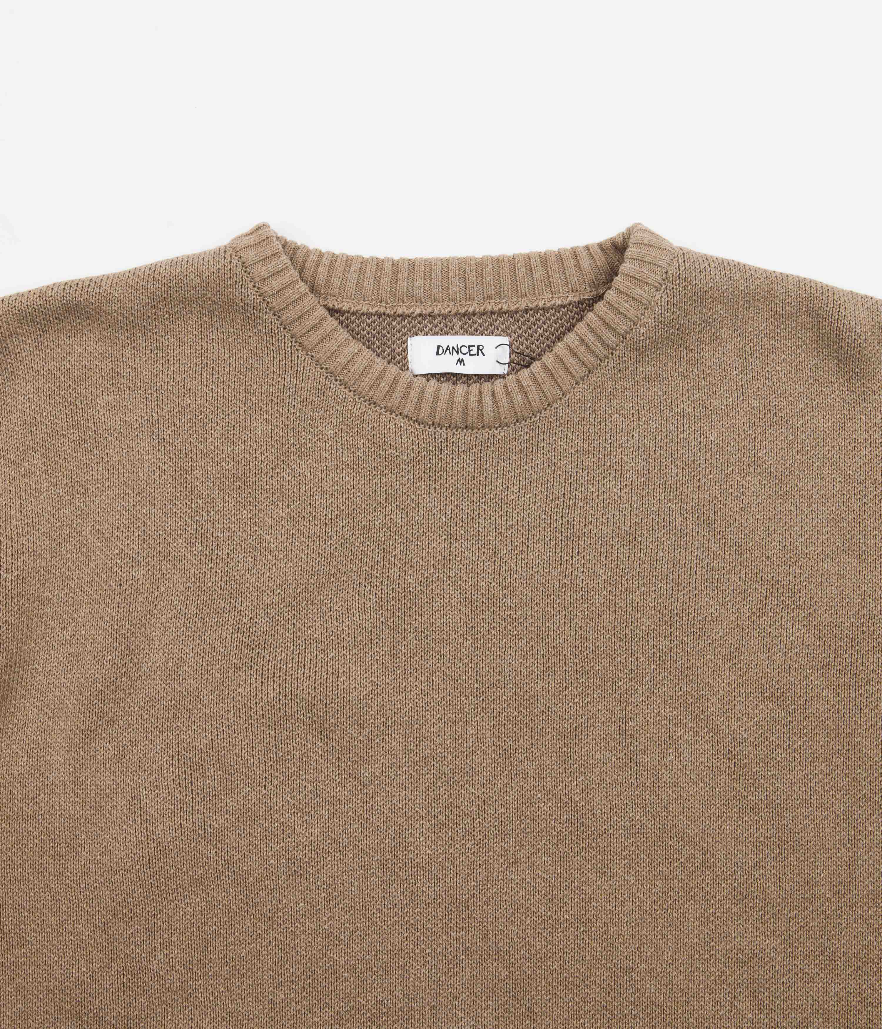 Stunning Dancer Elbow Logo Knitted Crewneck Sweatshirt in Beige - Grab Yours Now!