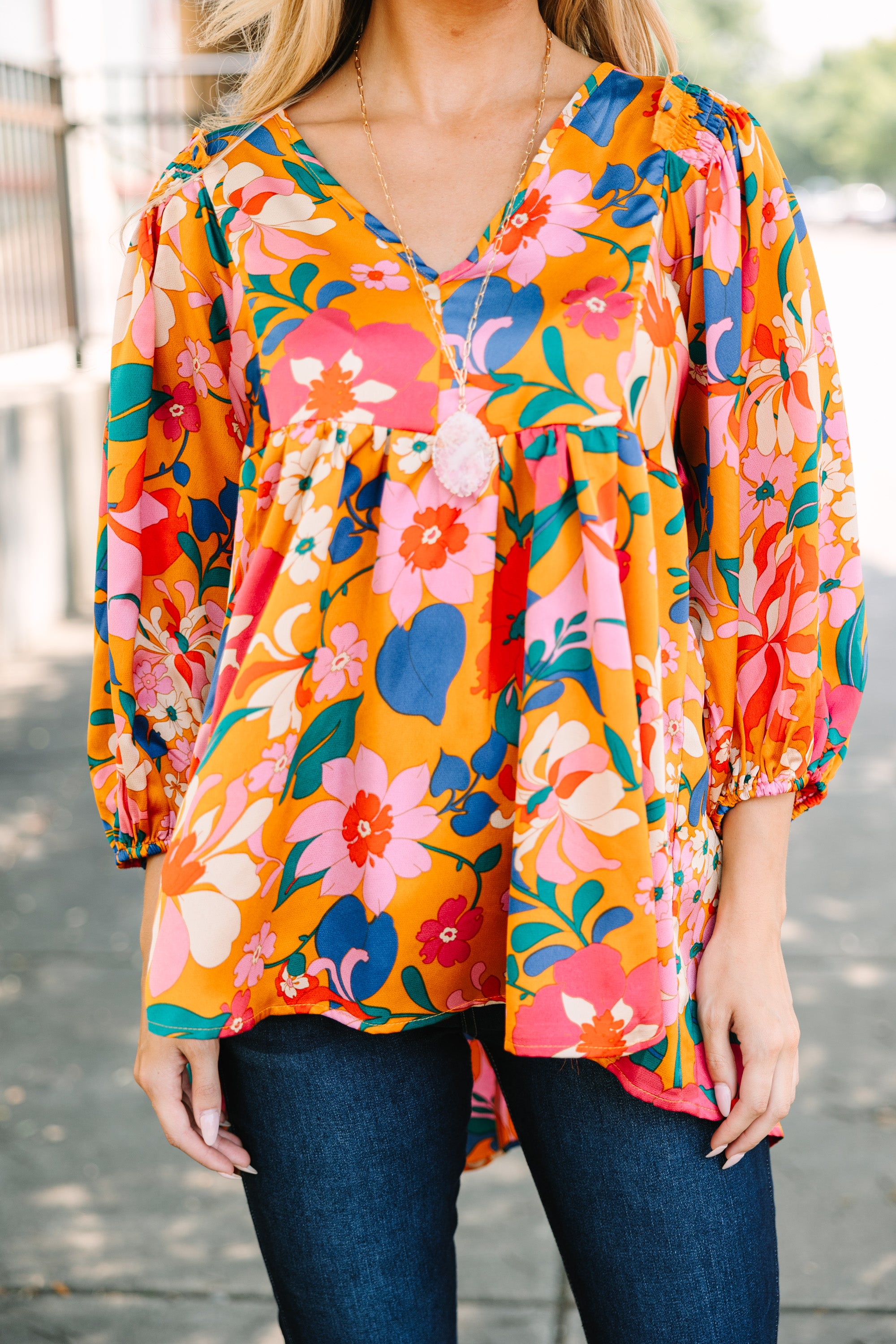 Wild & Chic Rust Orange Floral Tunic - Feel the Fashion!