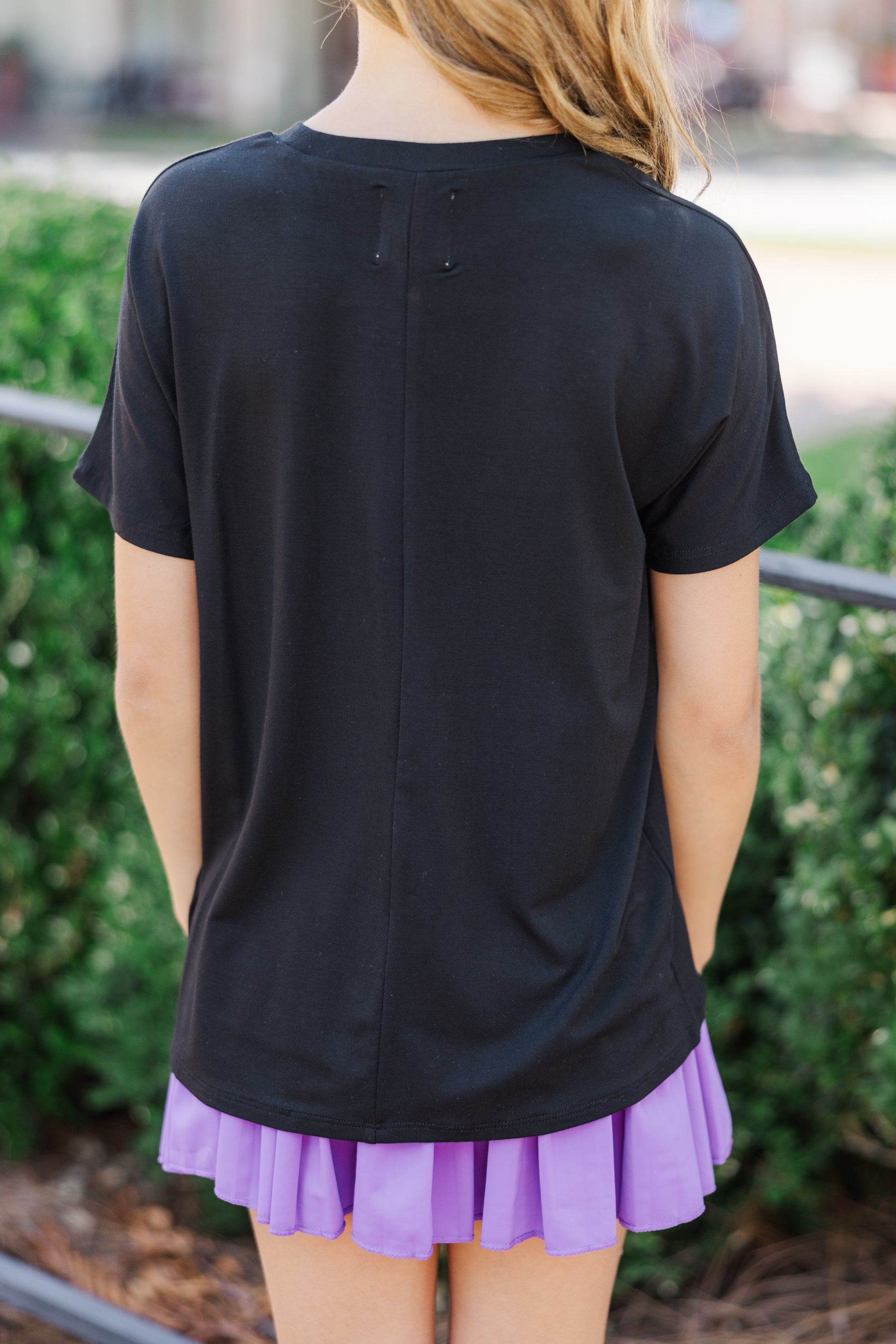 Stylish Girls' On - Your - Time Black Oversized Top