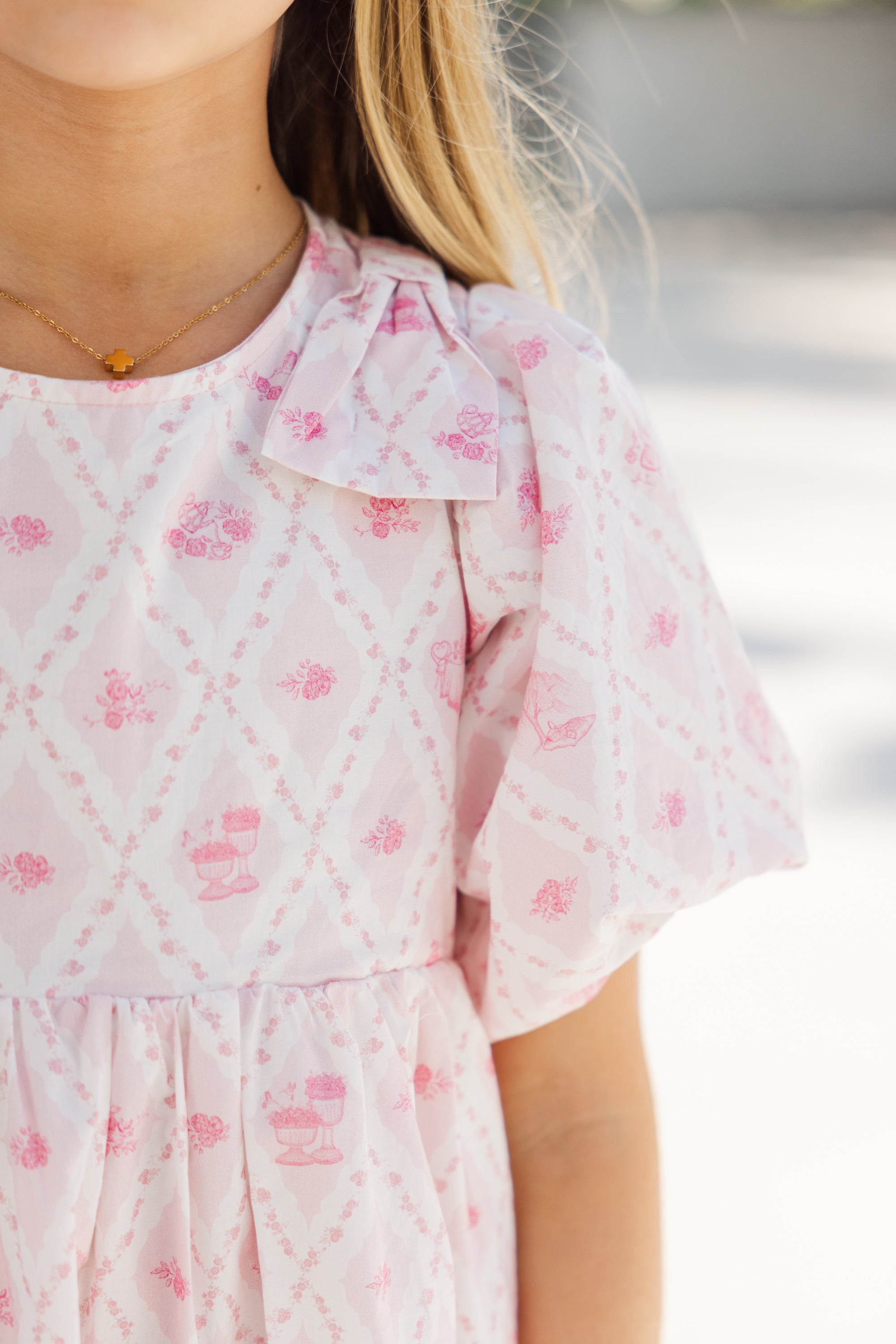 Girls' Oh-So-Charming Pink Toile Babydoll Dress