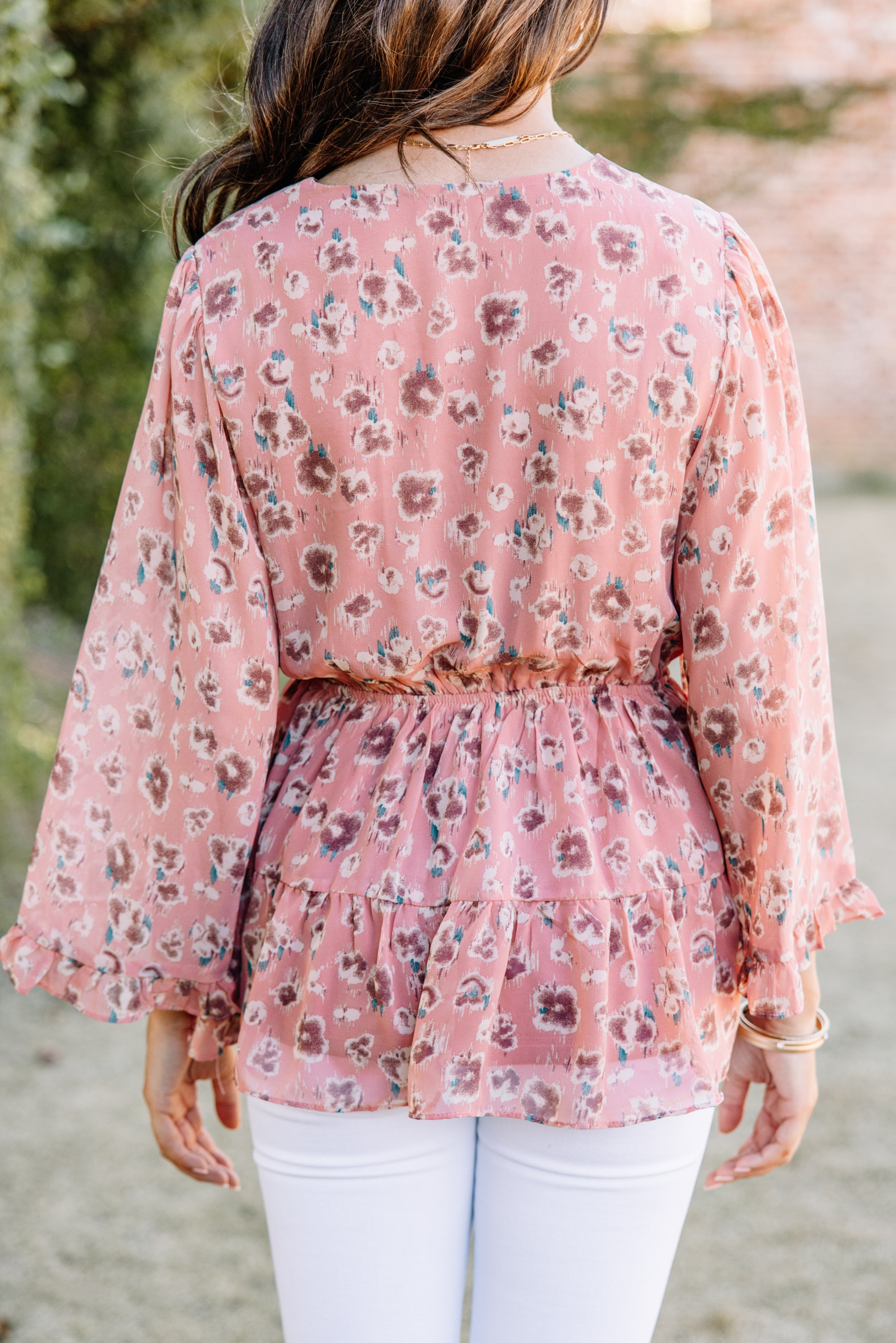 Gorgeous Mauve Pink Floral Blouse - Feel Ready for Anything!