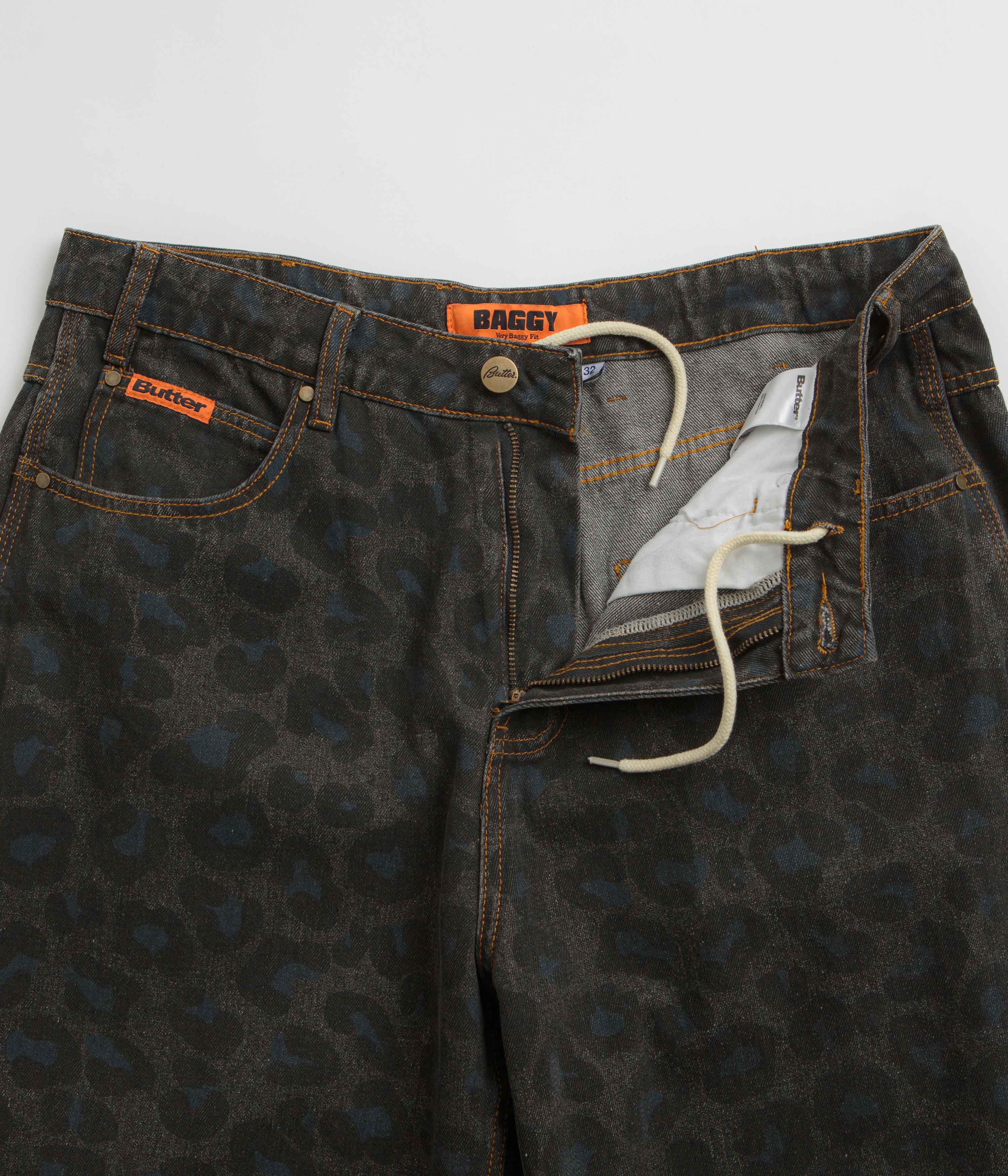 Butter Goods Black Leopard-Print Baggy Jeans - Irresistible Style!