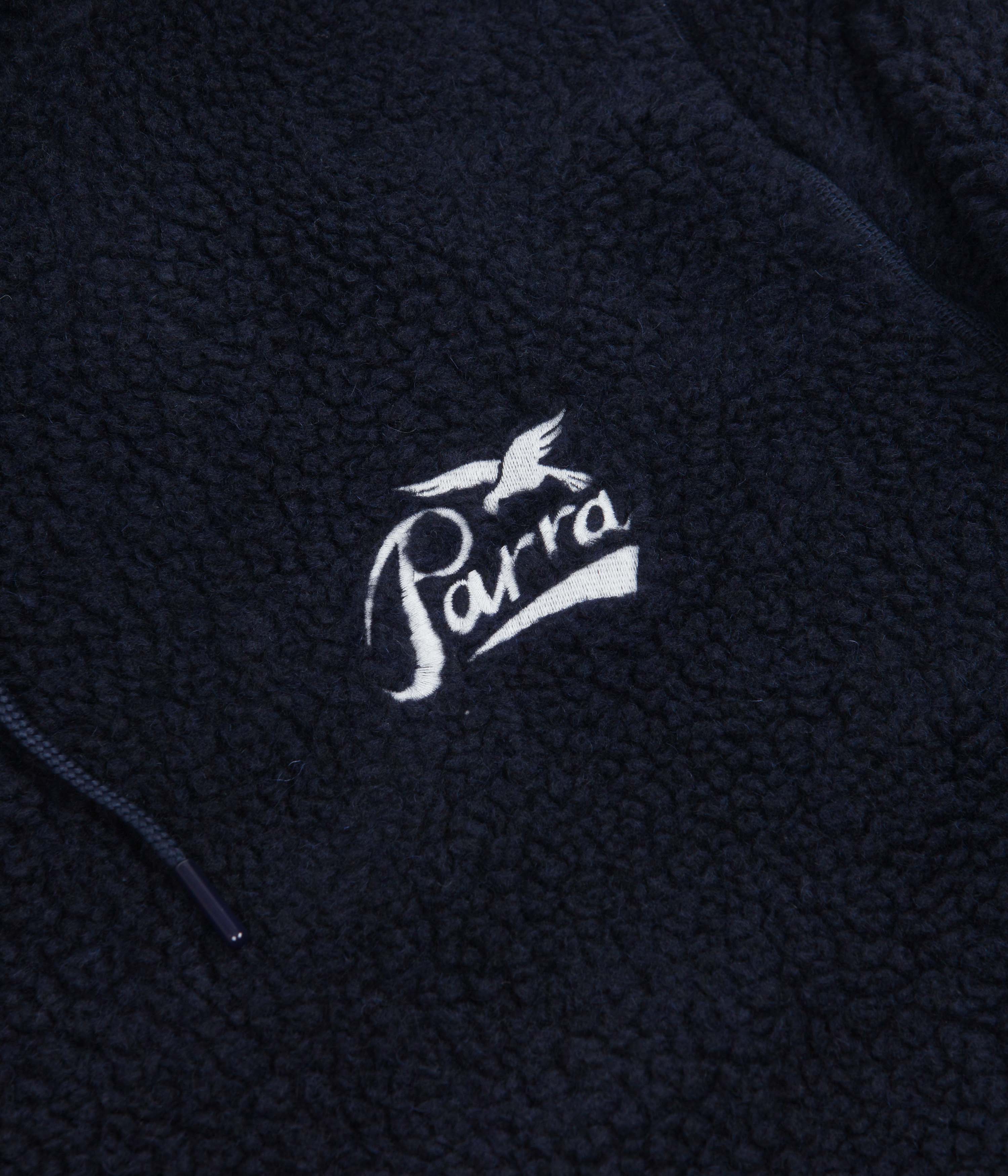by Parra Pencil Bird Navy Blue Polar Fleece Hoodie - A Stylish Must-Have!