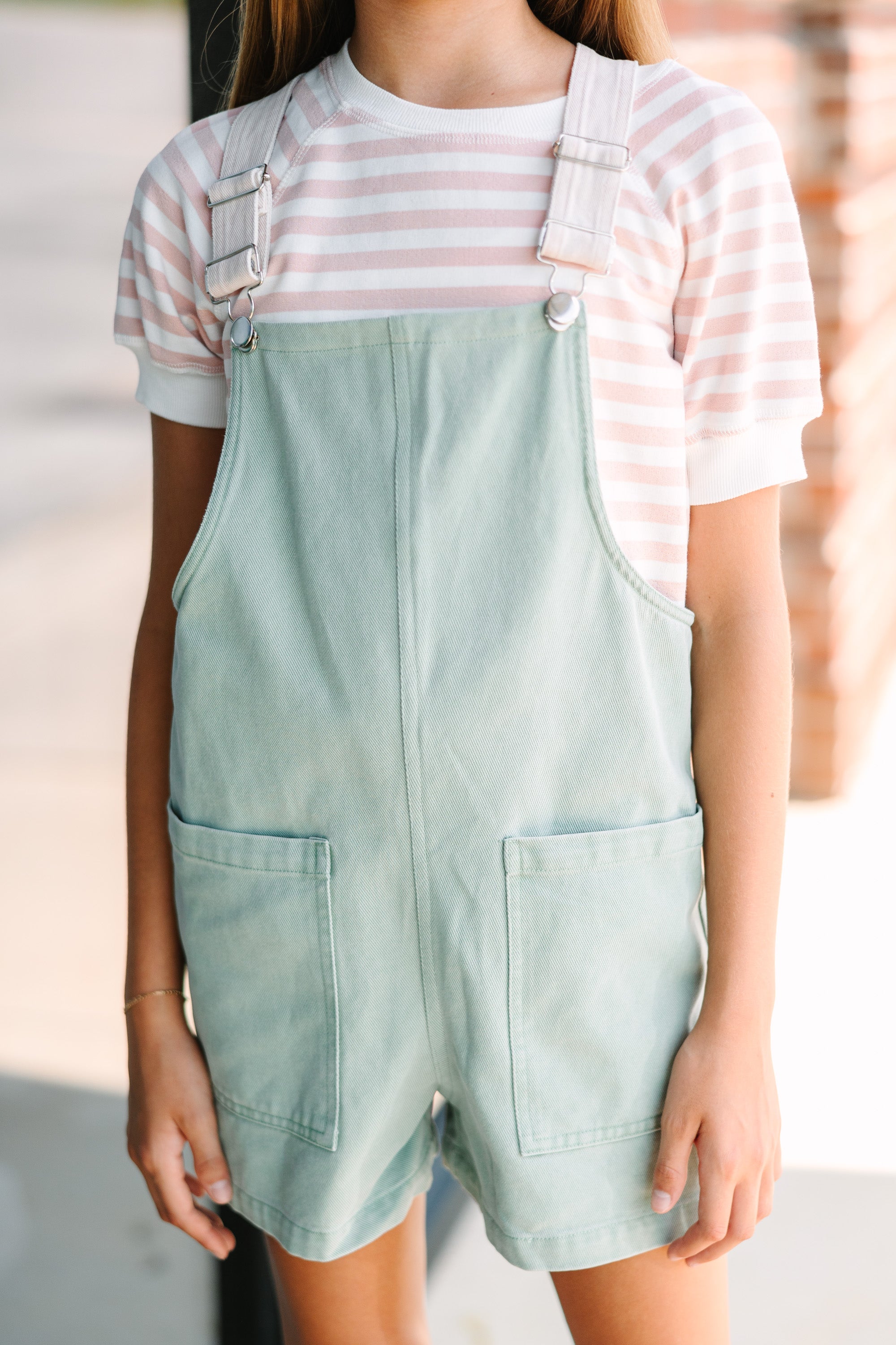 Girls' Playful Pink Striped Safety Tee