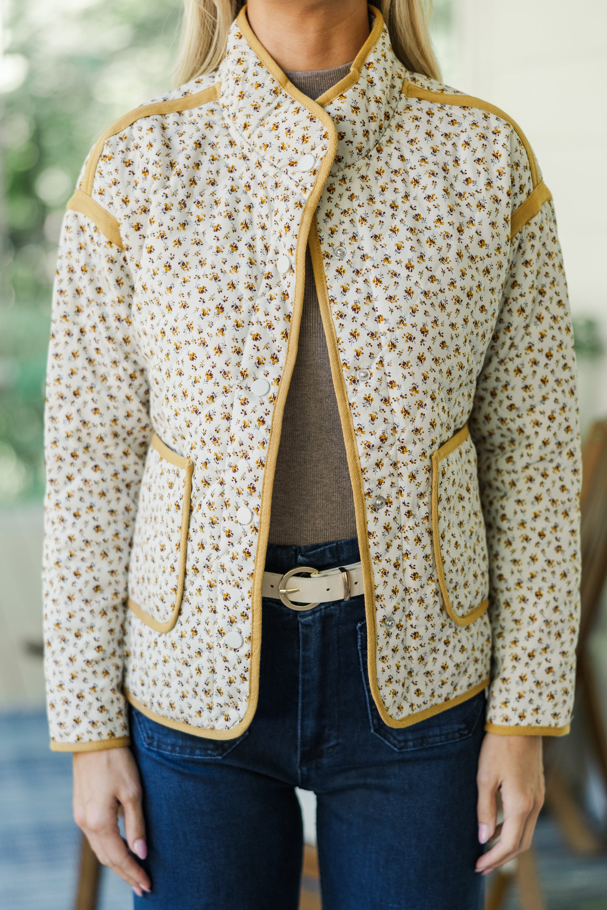 Fall in Love with Our Marigold Ditsy Floral Jacket