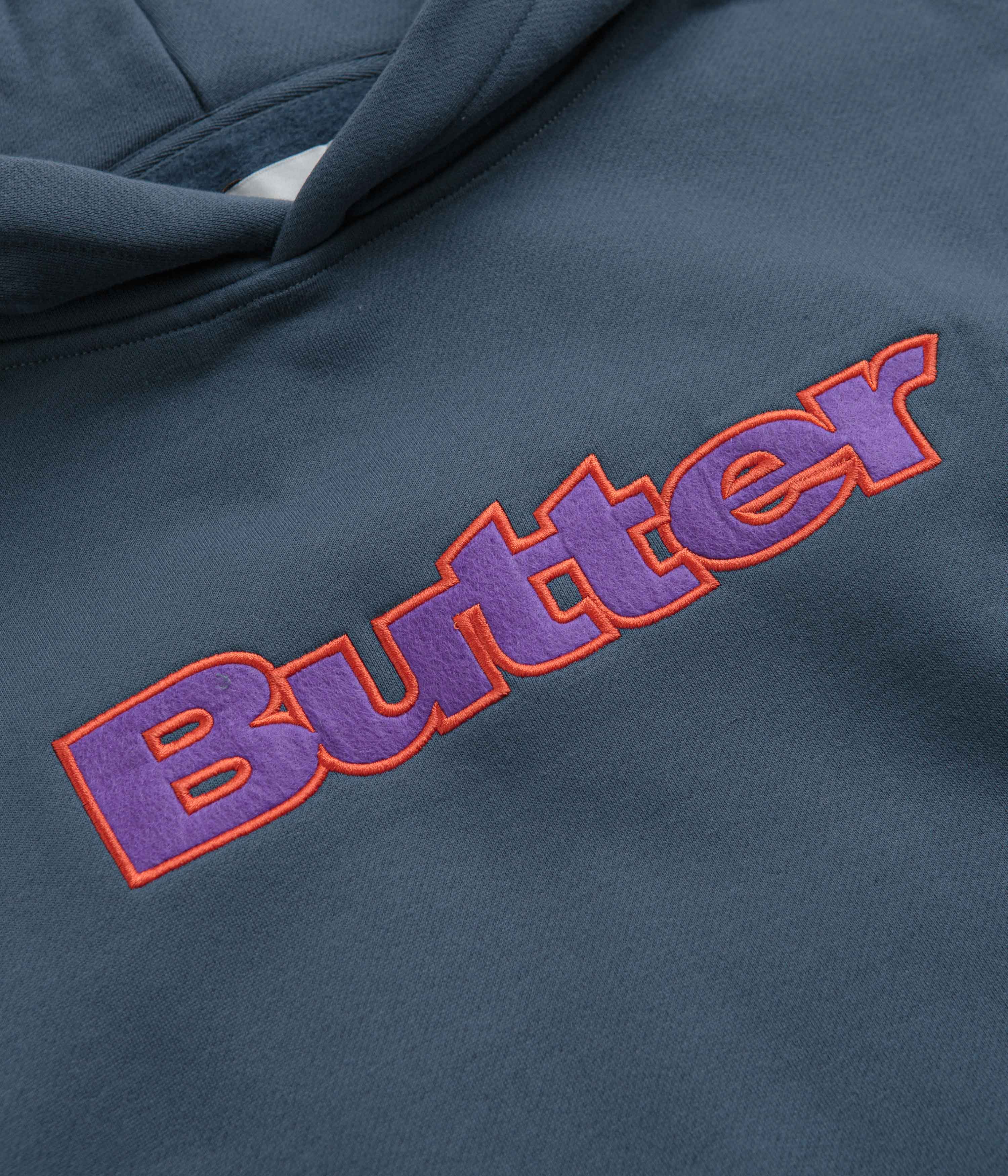 Butter Goods Denim Felt Logo Applique Hoodie - A Skate Streetwear Gem