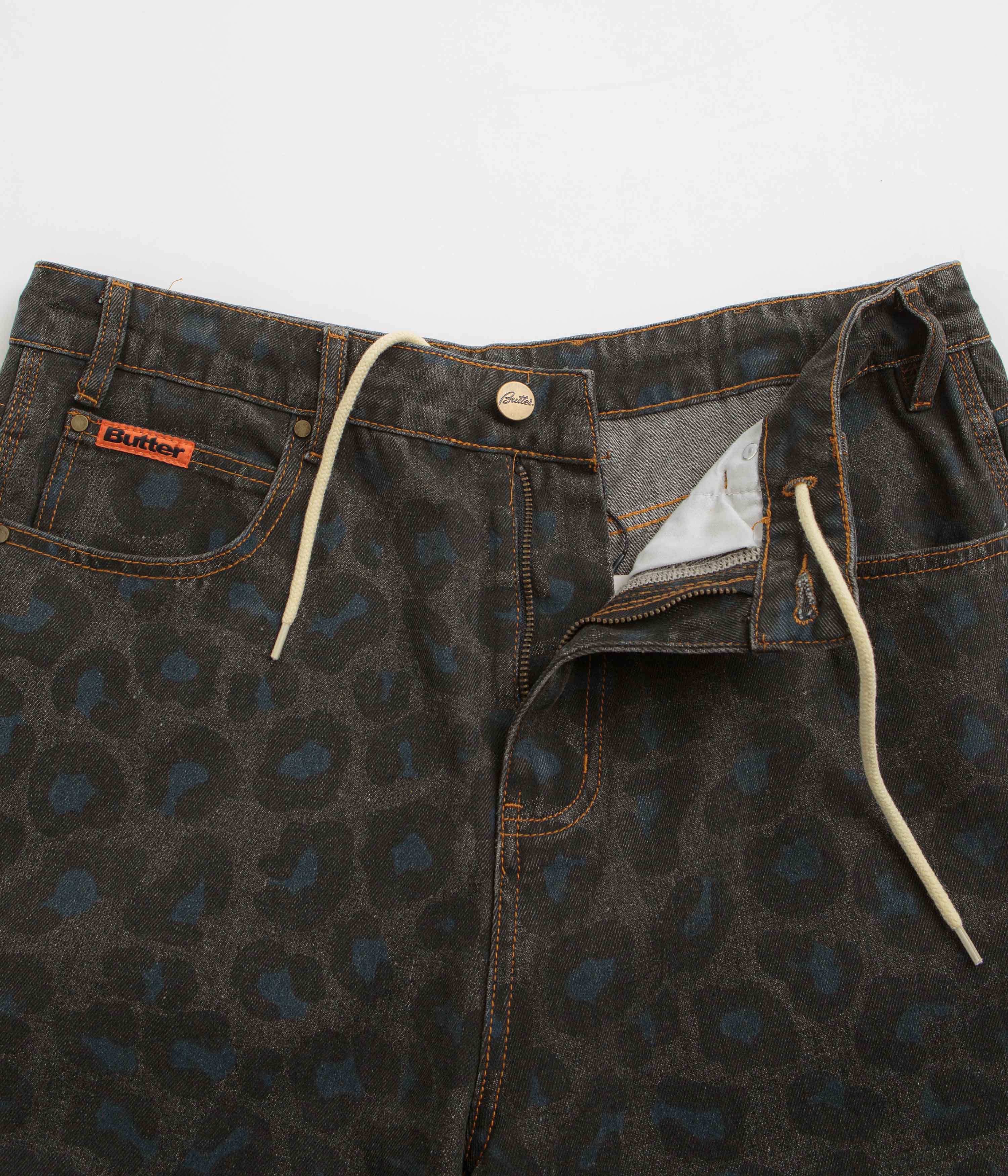 Butter Goods Black Leopard Print Denim Shorts - Irresistible Style!