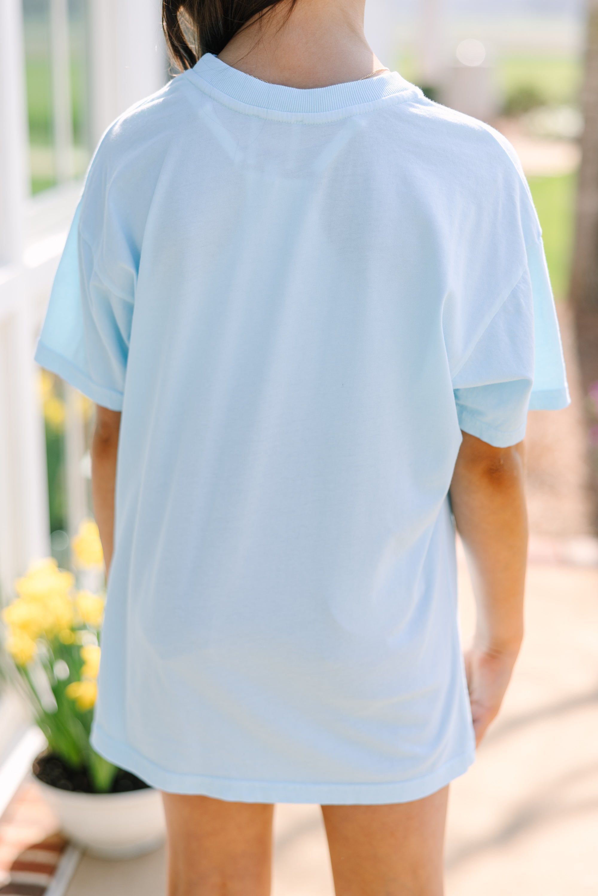 Girls' Salty Blue Oversized Graphic Tee: A Summer Must-Have!