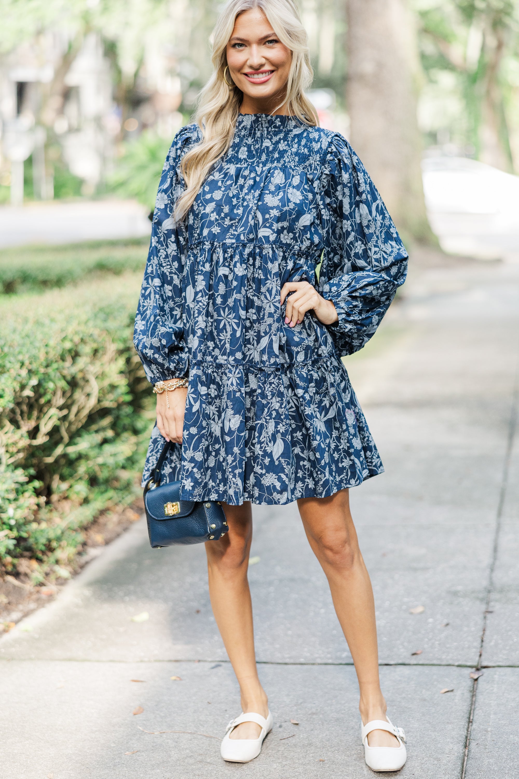 Be Your Best Navy Toile Babydoll Dress - The Ultimate Autumn Style