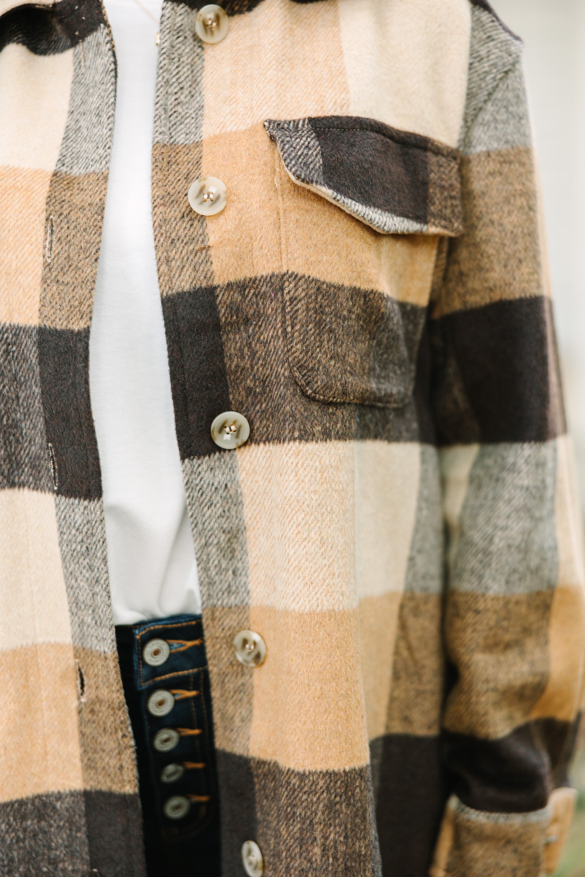 Gorgeous Good With It Camel Brown Plaid Shacket - A Fall Must-Have!