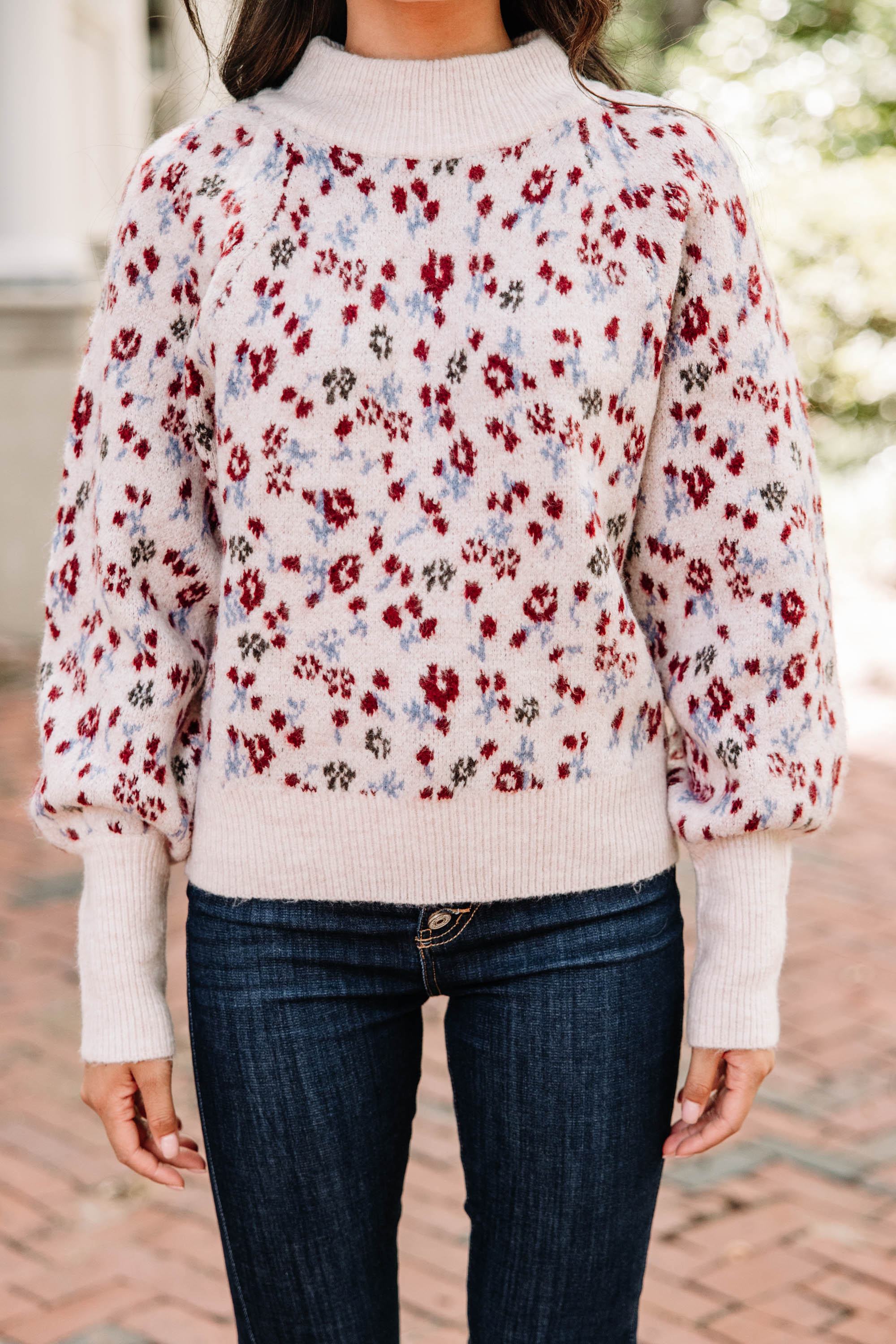All-In-Fun Natural White Floral Delight Sweater