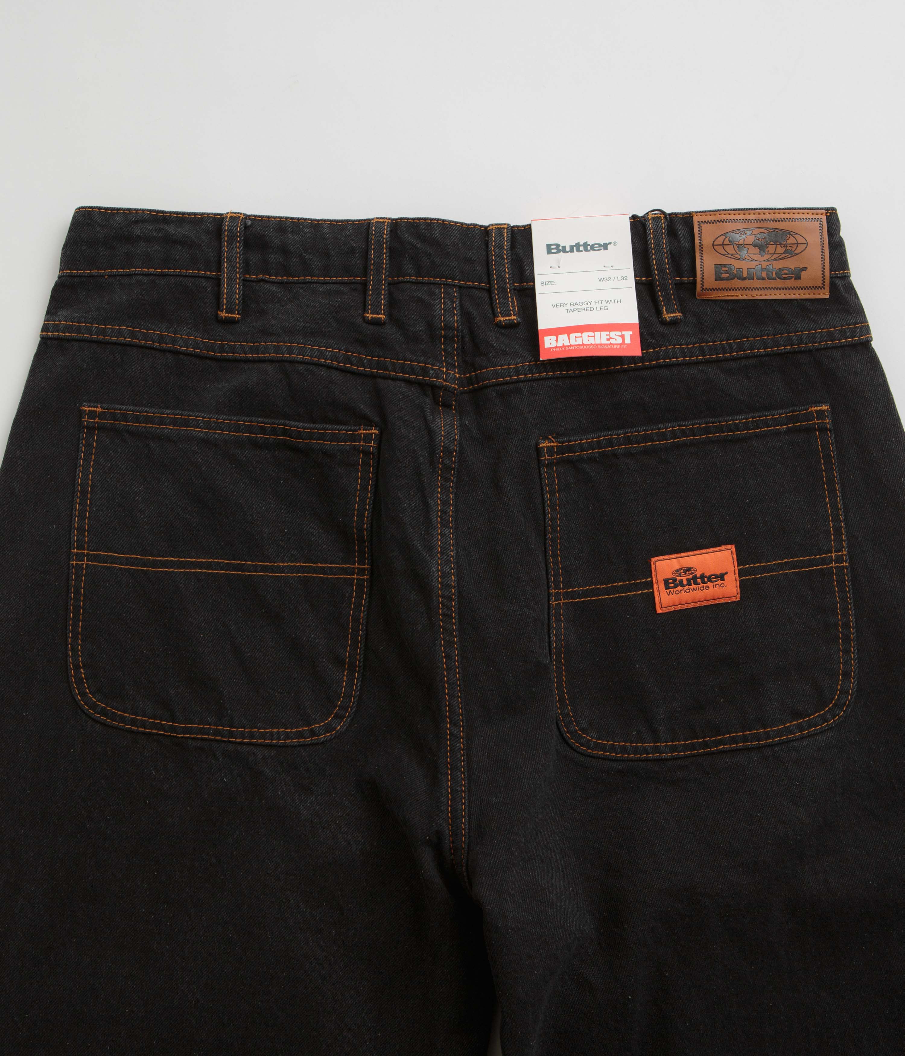 Butter Goods Santosuosso Washed Black & Orange Jeans - Ultra Baggy Style!
