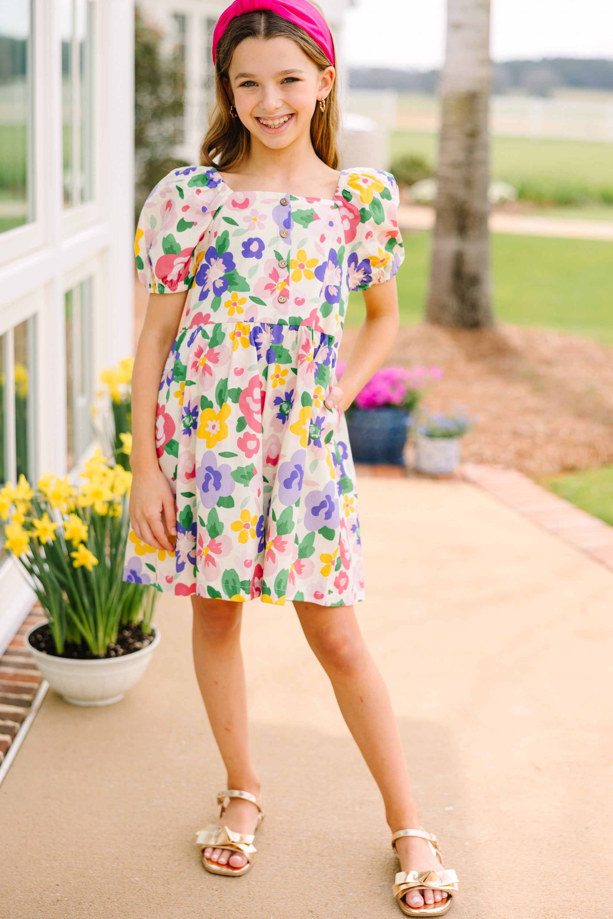 Get Her Grooving! Pink Floral Girls' Dress