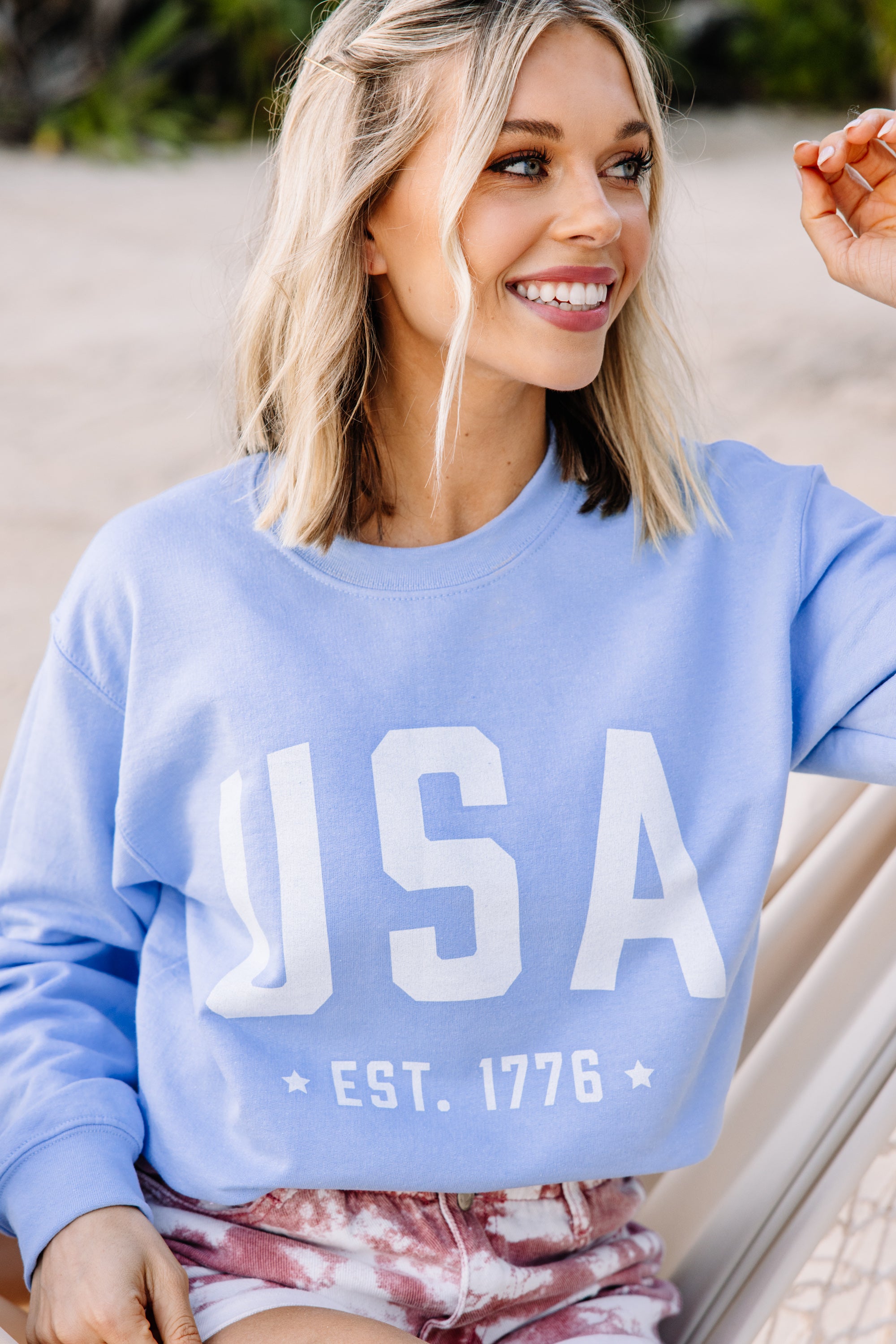 Est. 1776 Adorable Baby Blue 4th of July Graphic Sweatshirt
