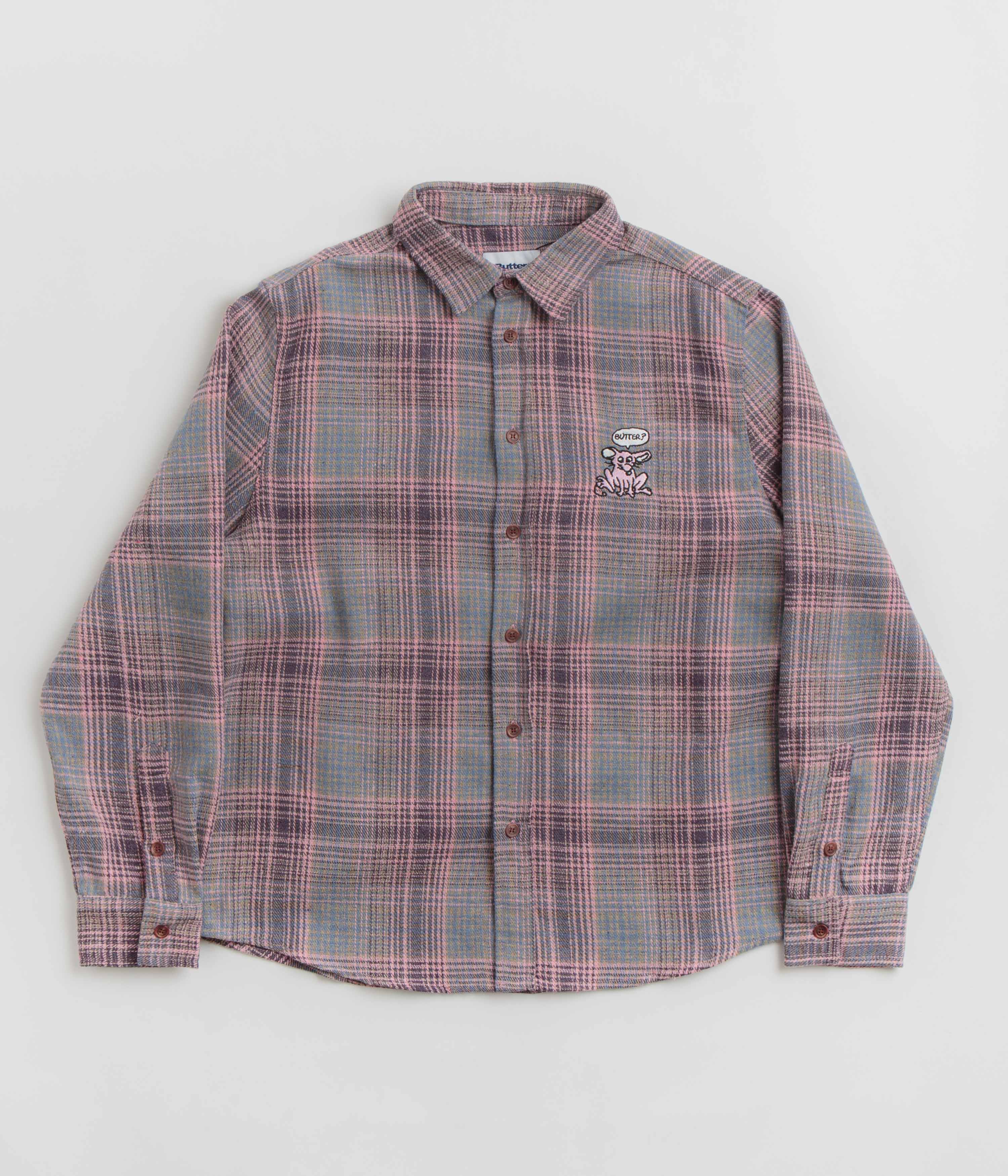 Butter Goods Pink & Grey Rodent Flannel Shirt - A Must-Have!