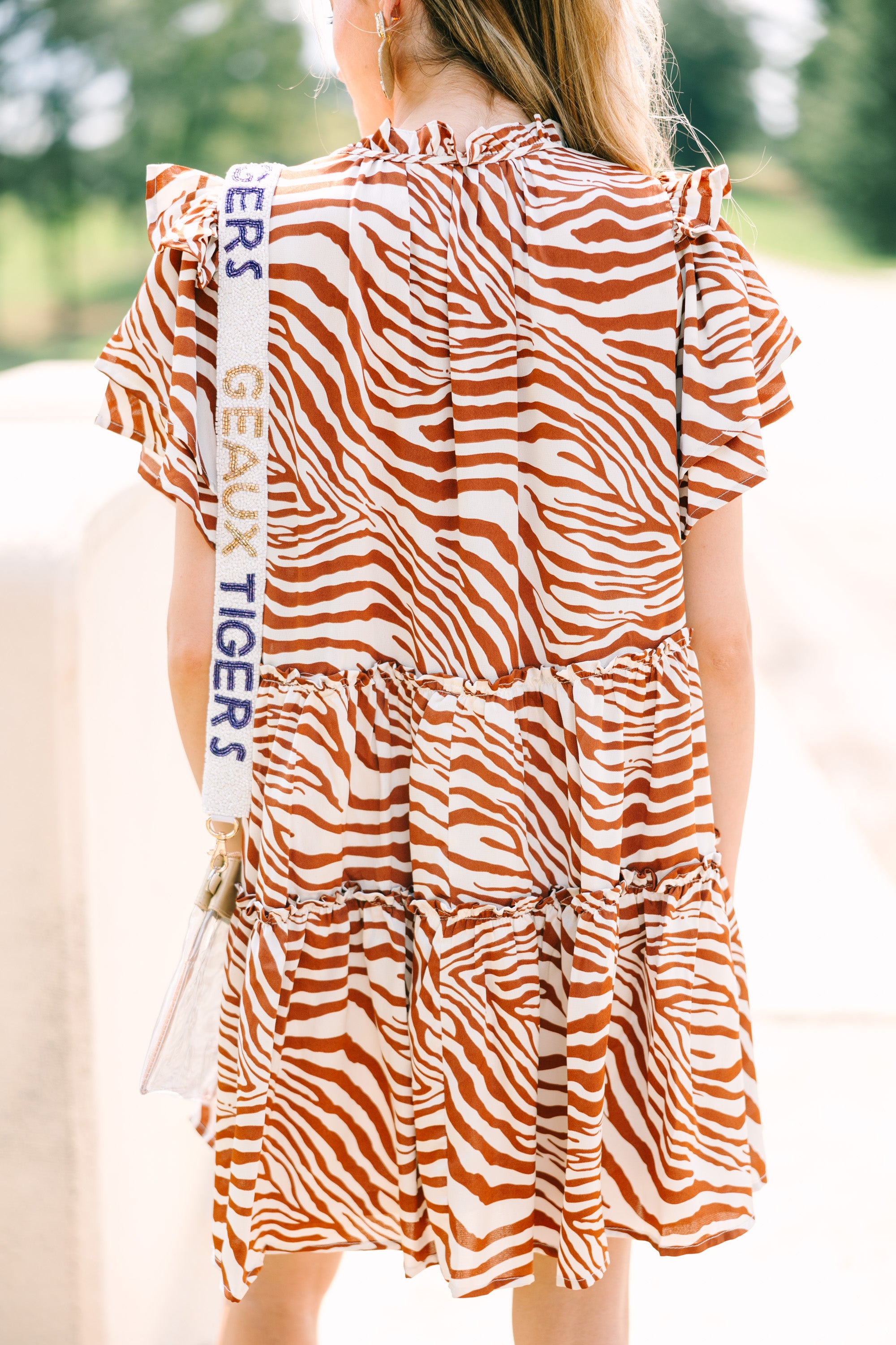 Wild and Fabulous Ginger Orange Zebra Striped Babydoll Dress