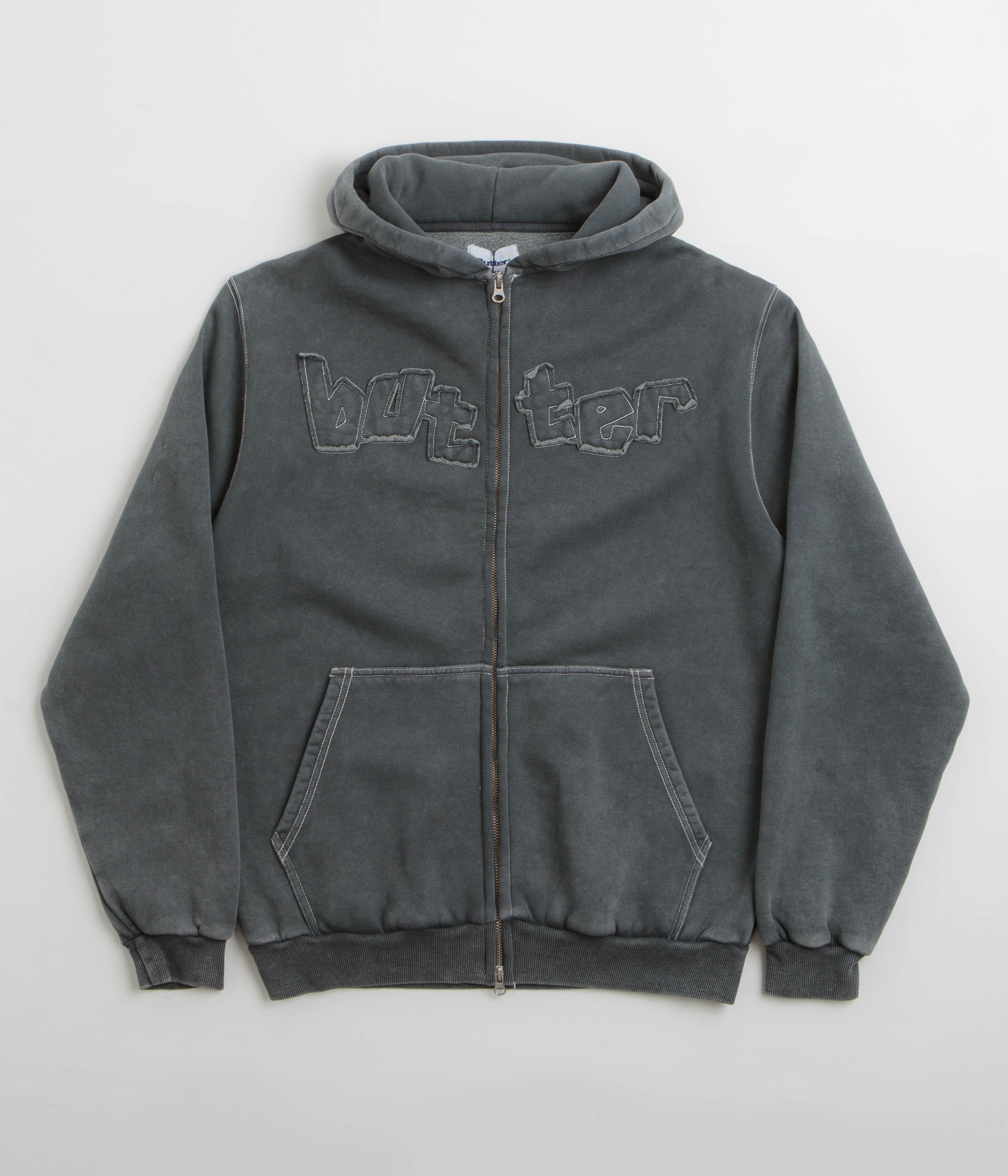 Butter Goods Charcoal Mineral Wash Zip-Thru Hoodie - A Must-Have!