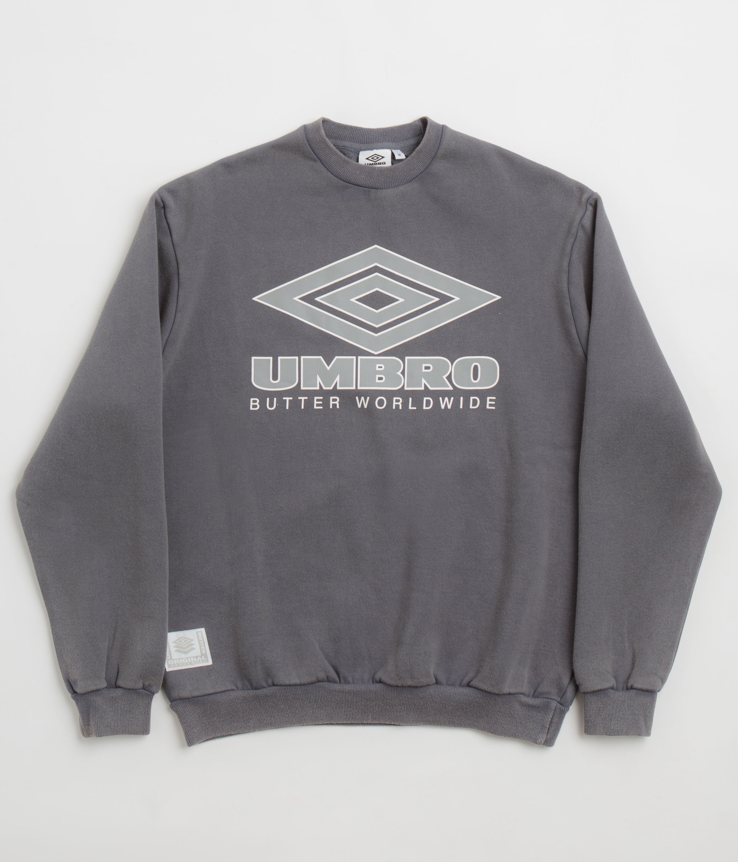 Butter Goods x Umbro Diamond Logo Crewneck Sweatshirt - Washed Slate: A Must-Have!
