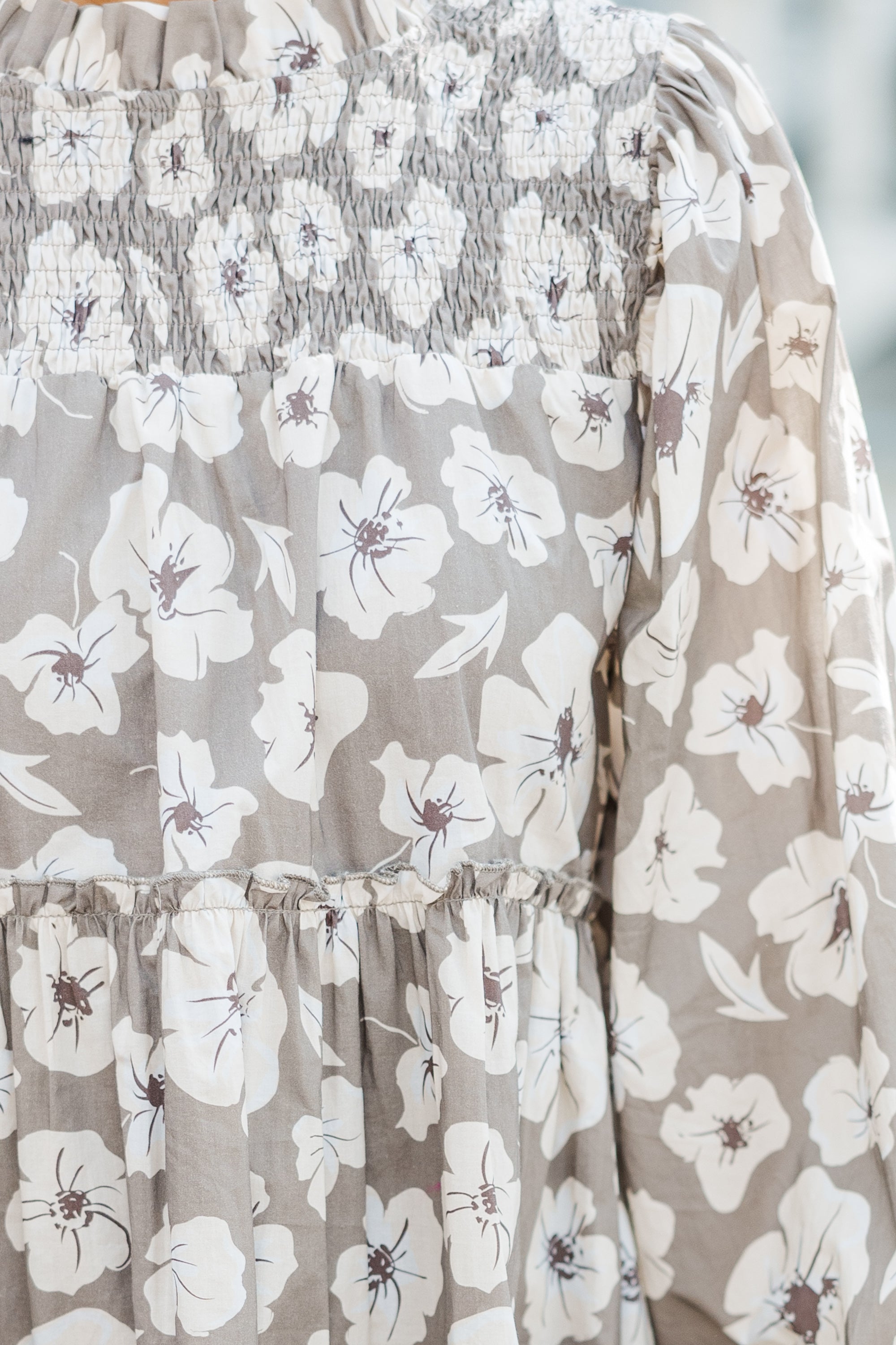 Gorgeous Taupe Brown Floral Babydoll Dress - Be Your Best!