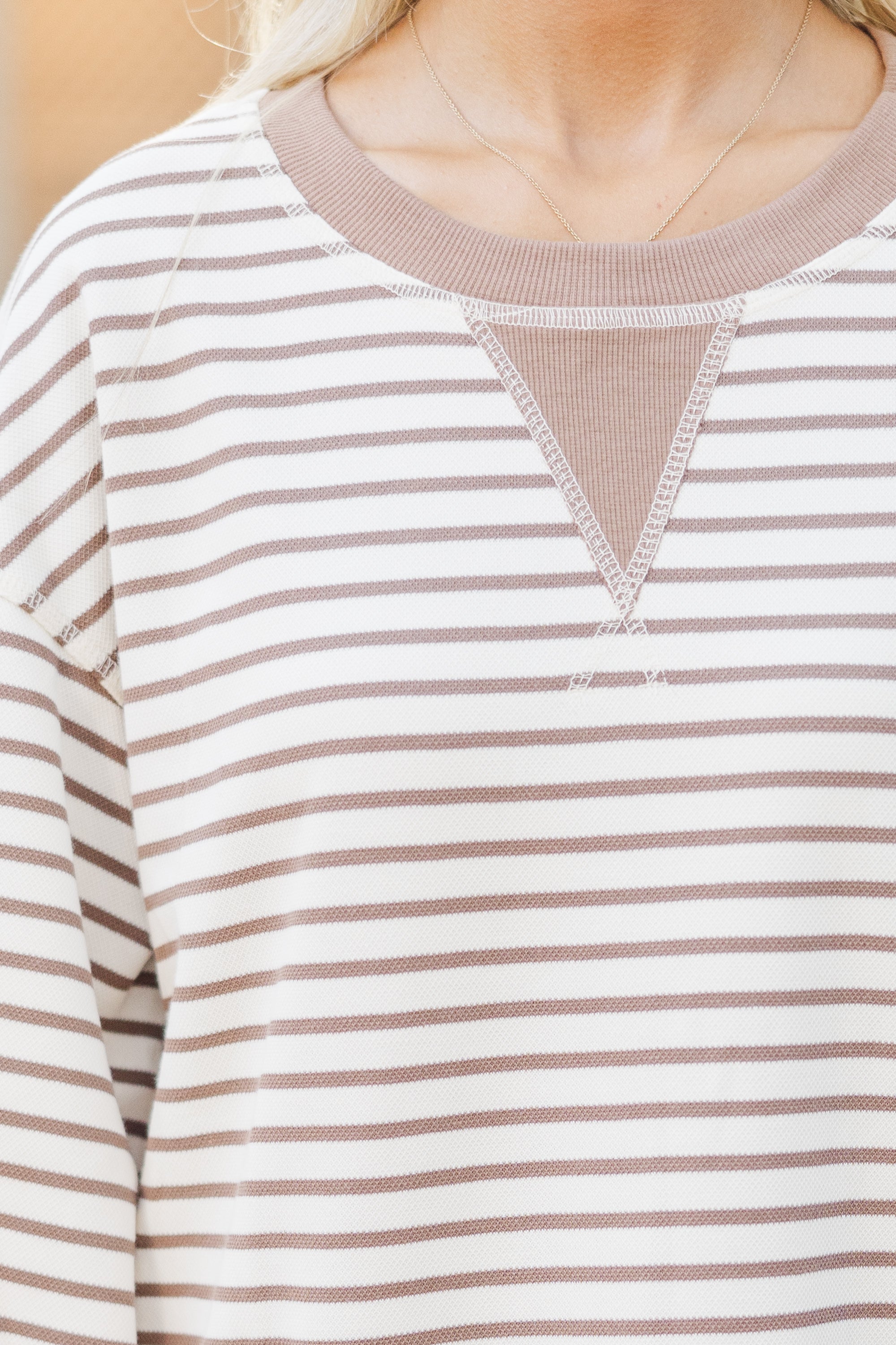 Alluring All On You Cream Striped Top
