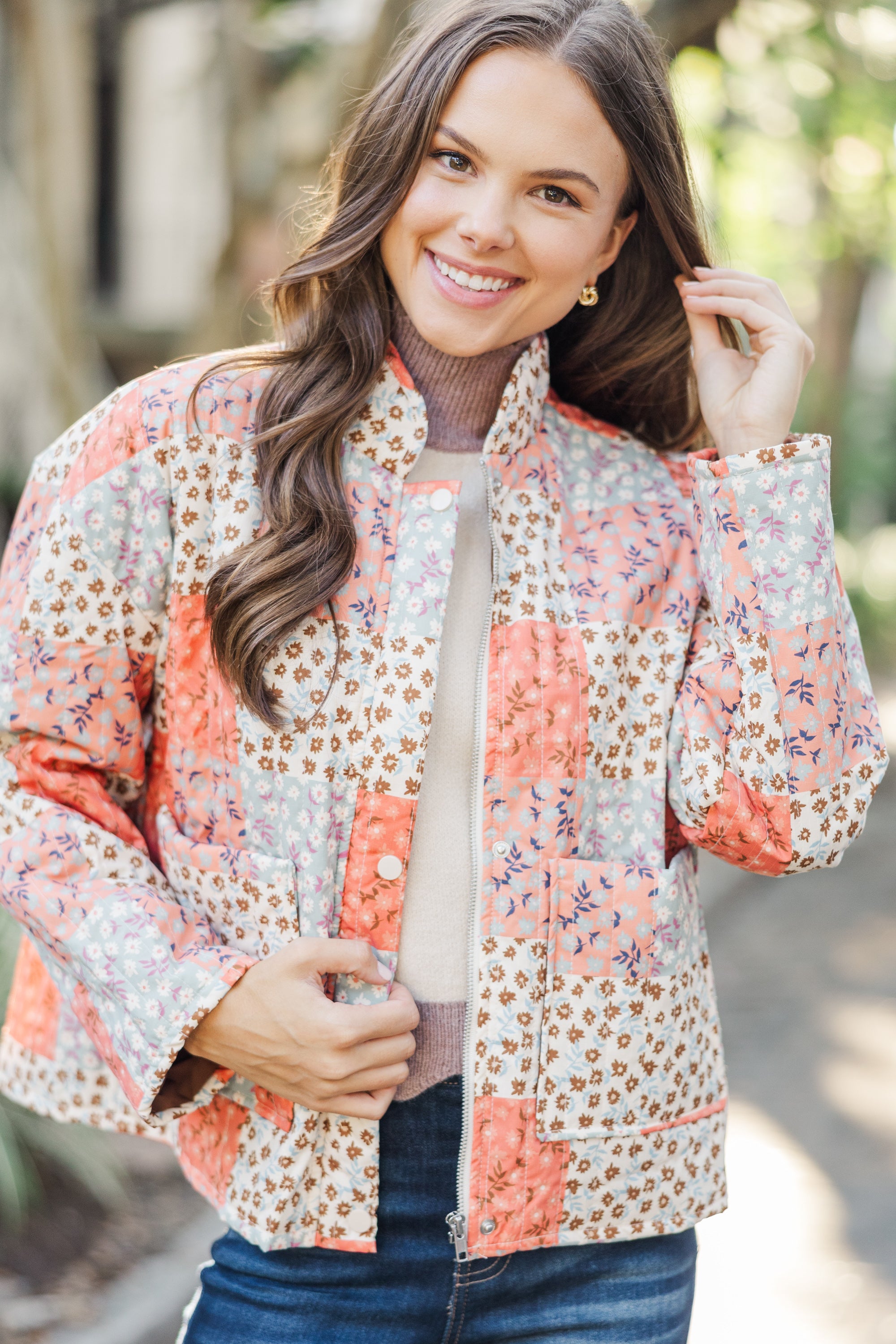 Gorgeous All - In - A - Day Multi - Colored Floral Patchwork Jacket
