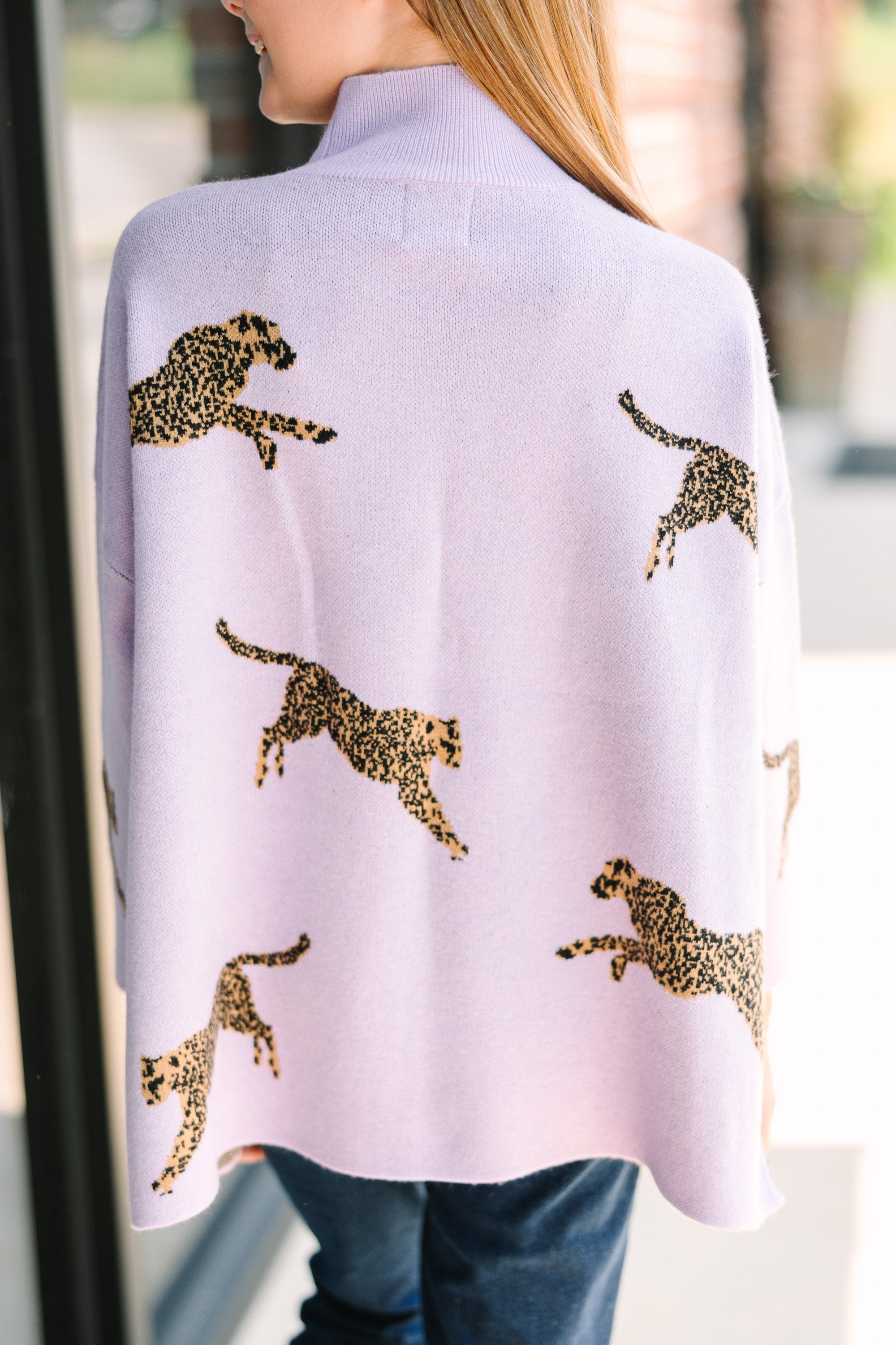 Girls' Quick-Pick Lavender Cheetah 3/4 Sleeve Cozy Sweater