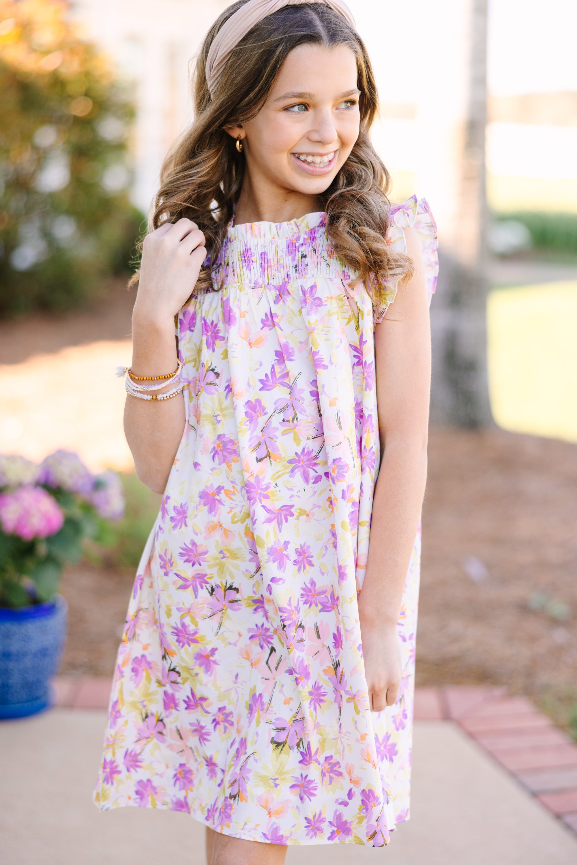Girls' Enchanting White Floral Lookout Dress