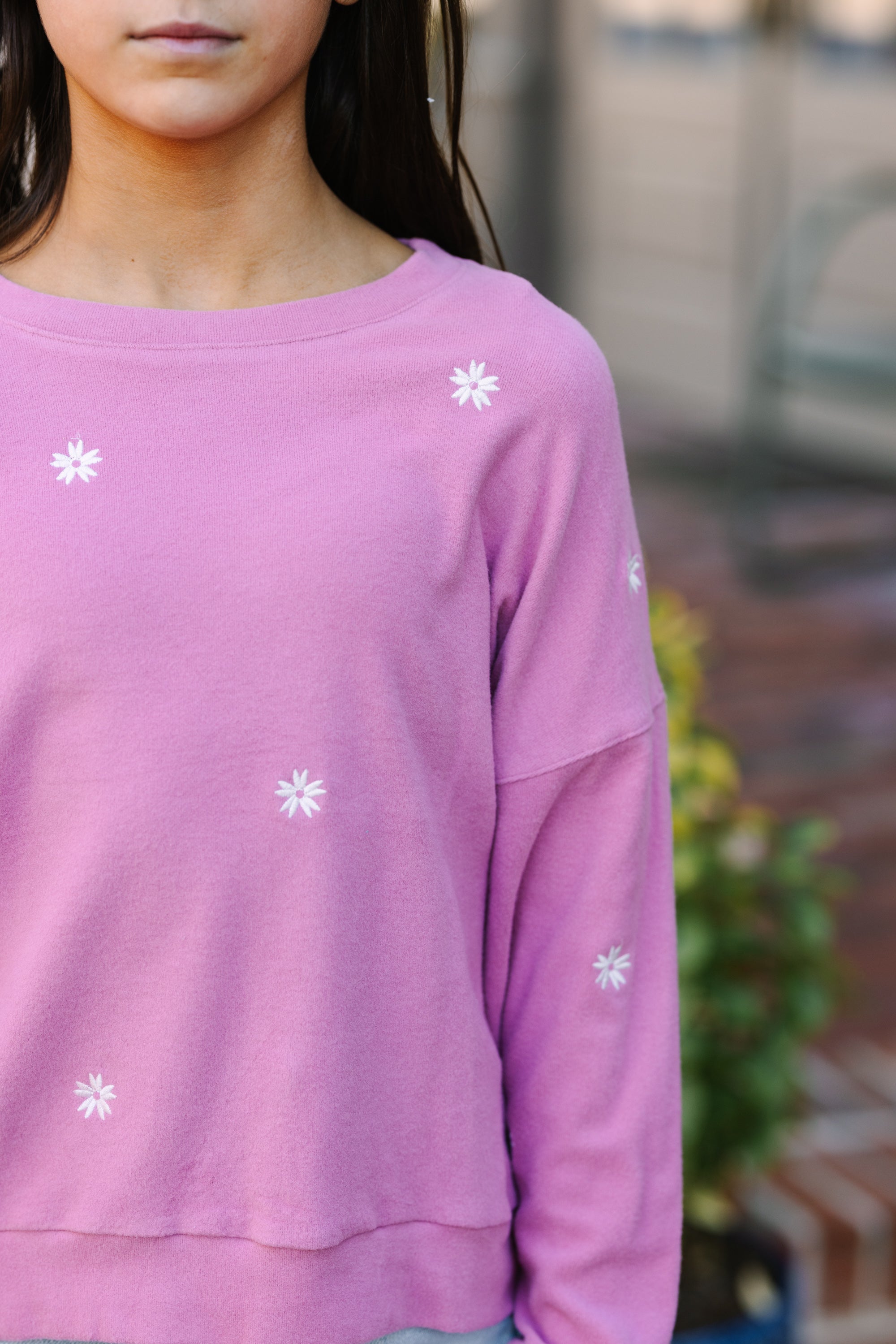 Girls' Adorable Pink Floral Embroidered Pullover - See You Later Style!