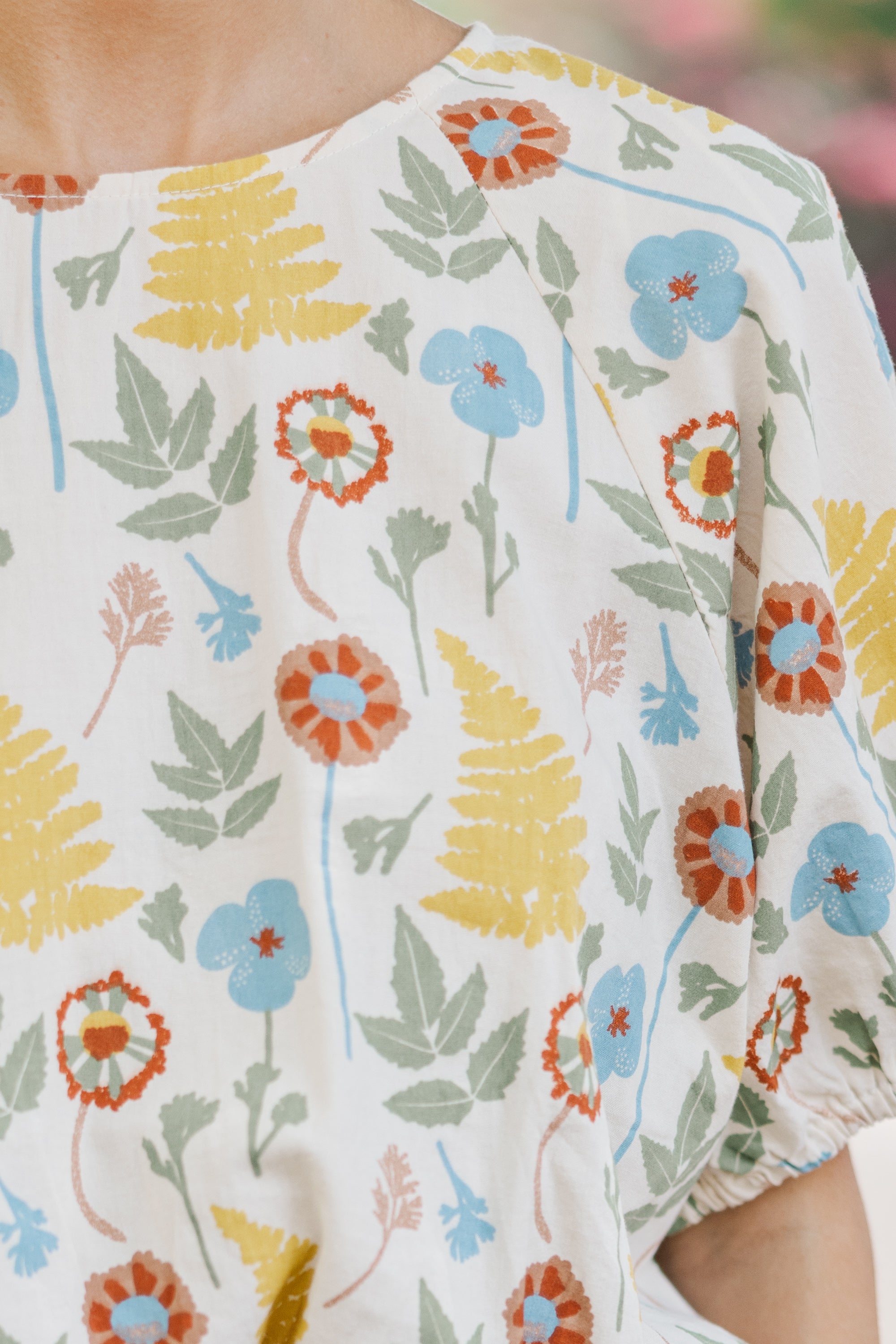 All I Need Natural Floral Cropped Blouse - A Must - Have for Fall!