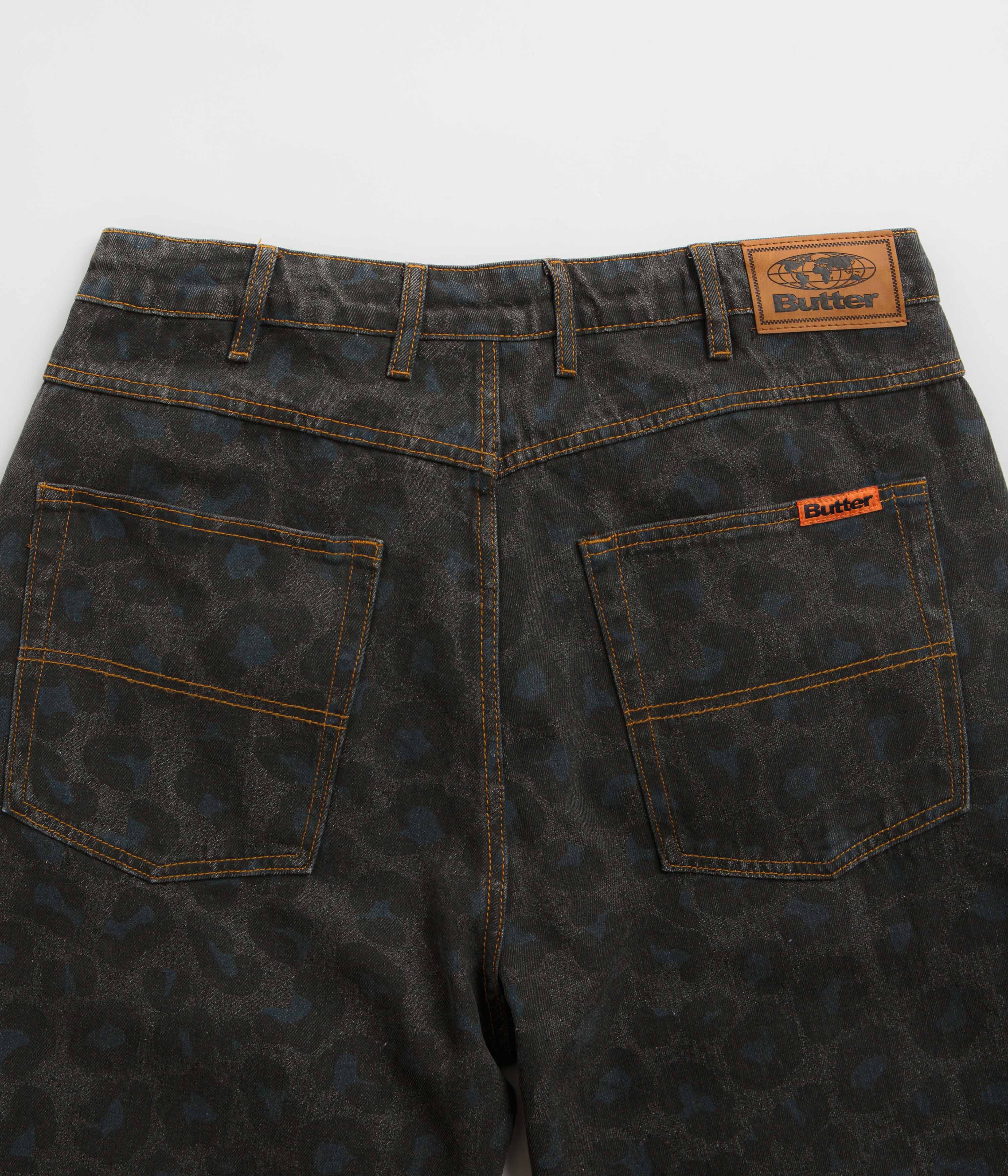Butter Goods Black Leopard-Print Baggy Jeans - Irresistible Style!