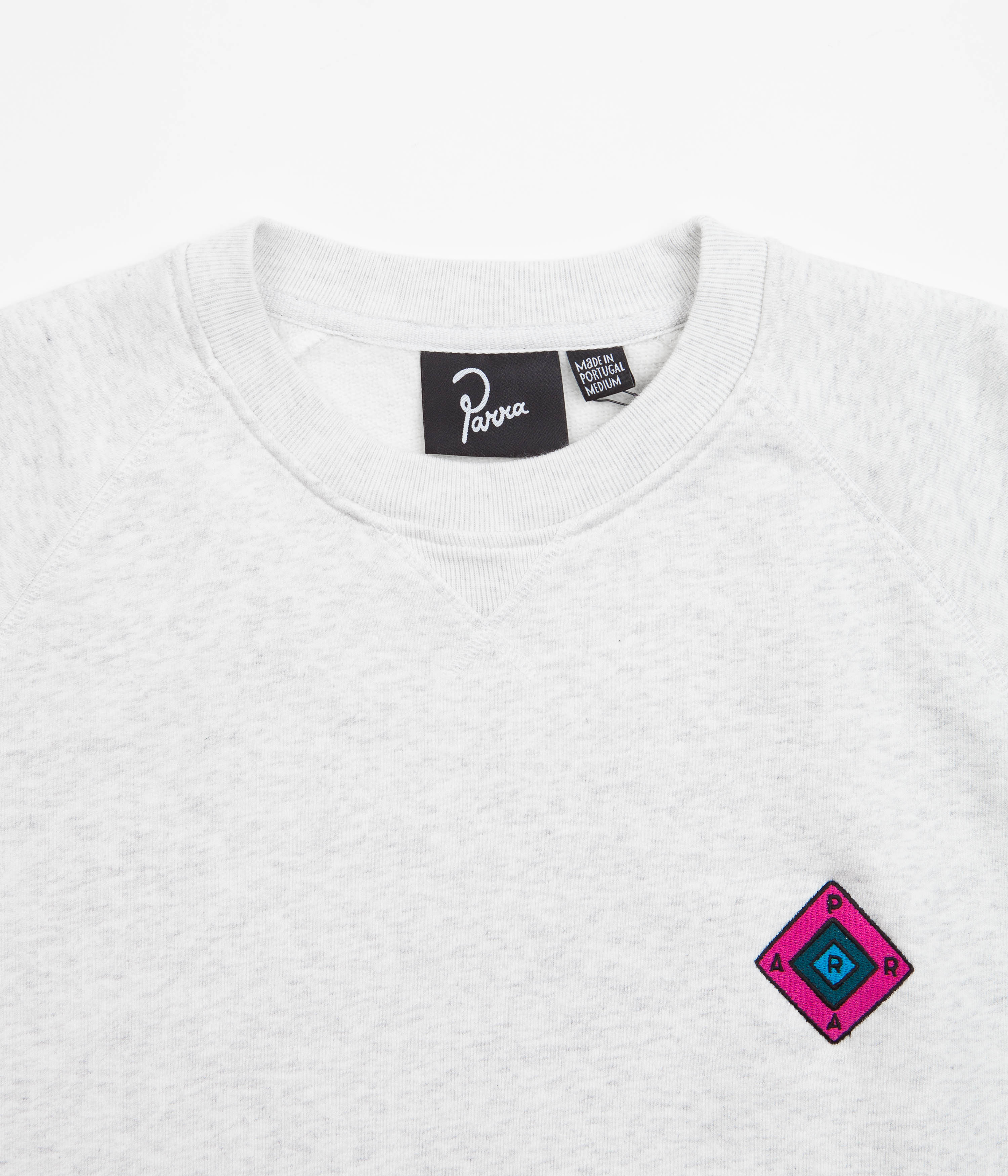 by Parra's Stunning Diamond Block Logo Crewneck Sweatshirt in Ash Grey