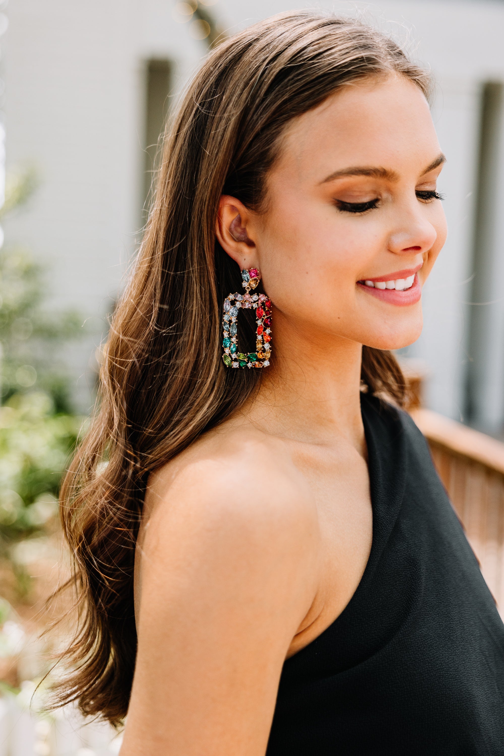 Gorgeous All Is Possible Multicolored Rhinestone Earrings