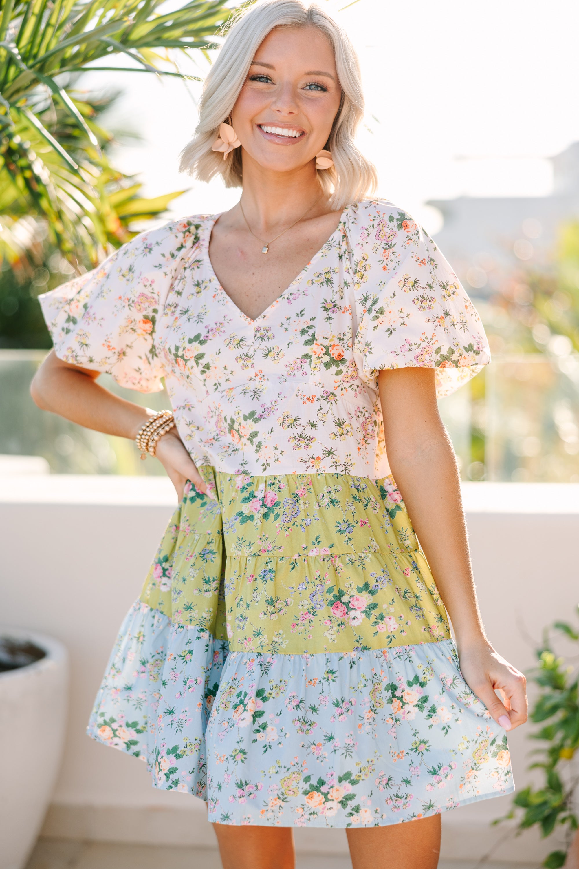 All On You Cream White Charming Ditsy Floral Dress