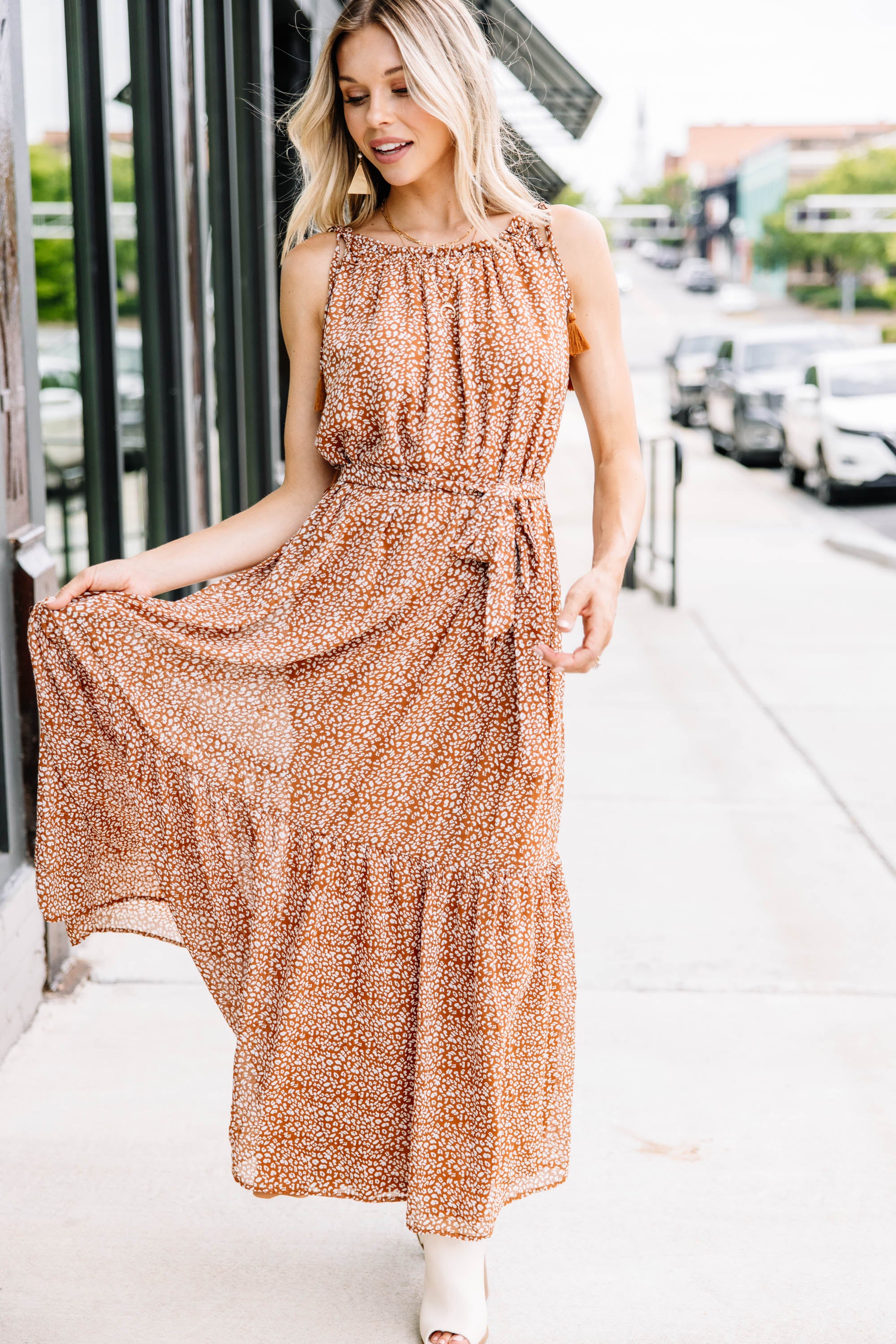 Irresistible Brown Ditsy Leopard Maxi Dress - Capture All Your Love!
