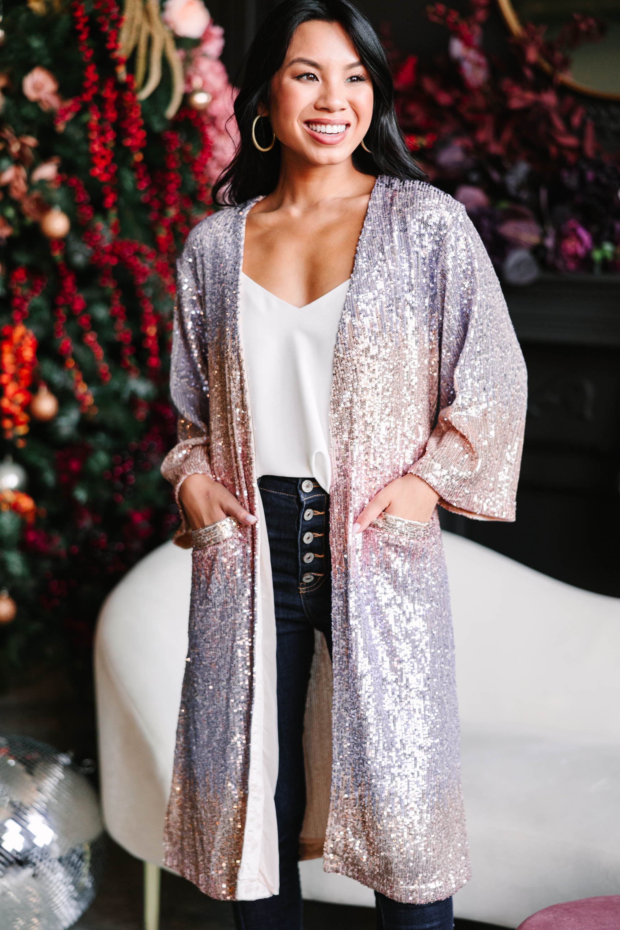 Enchanting Lavender Purple Sequin Kimono - Feel Extraordinary!